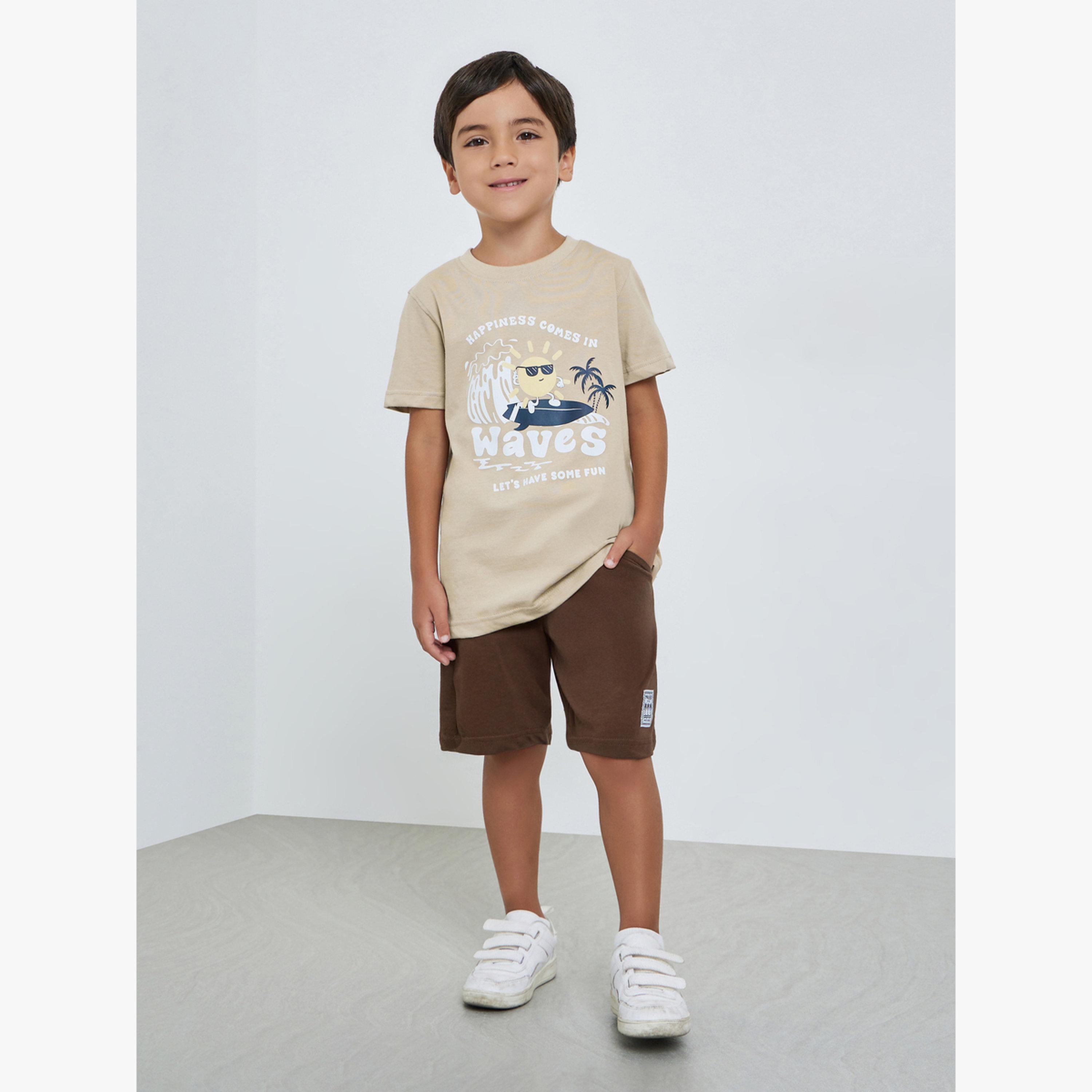 تيشيرت قطن بأكمام قصيرة وطبعة جرافيك للأولاد-boys-clothing-tshirtsandpolos-image-2