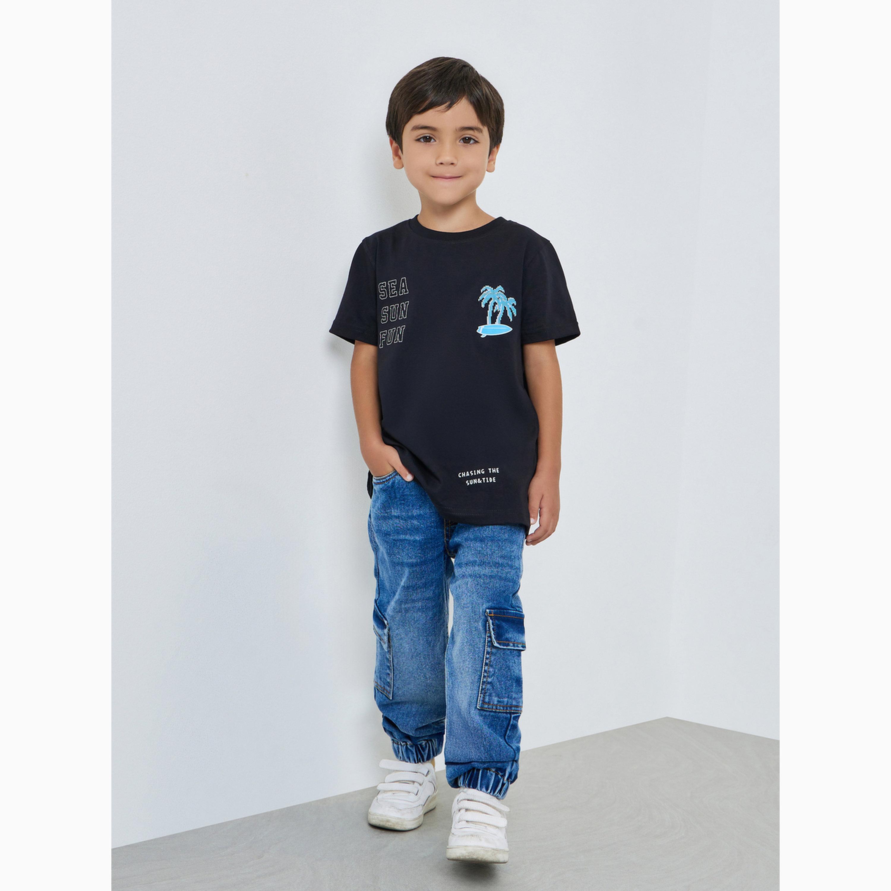 تيشيرت قطن بأكمام قصيرة وطبعة جرافيك للأولاد-boys-clothing-tshirtsandpolos-image-2