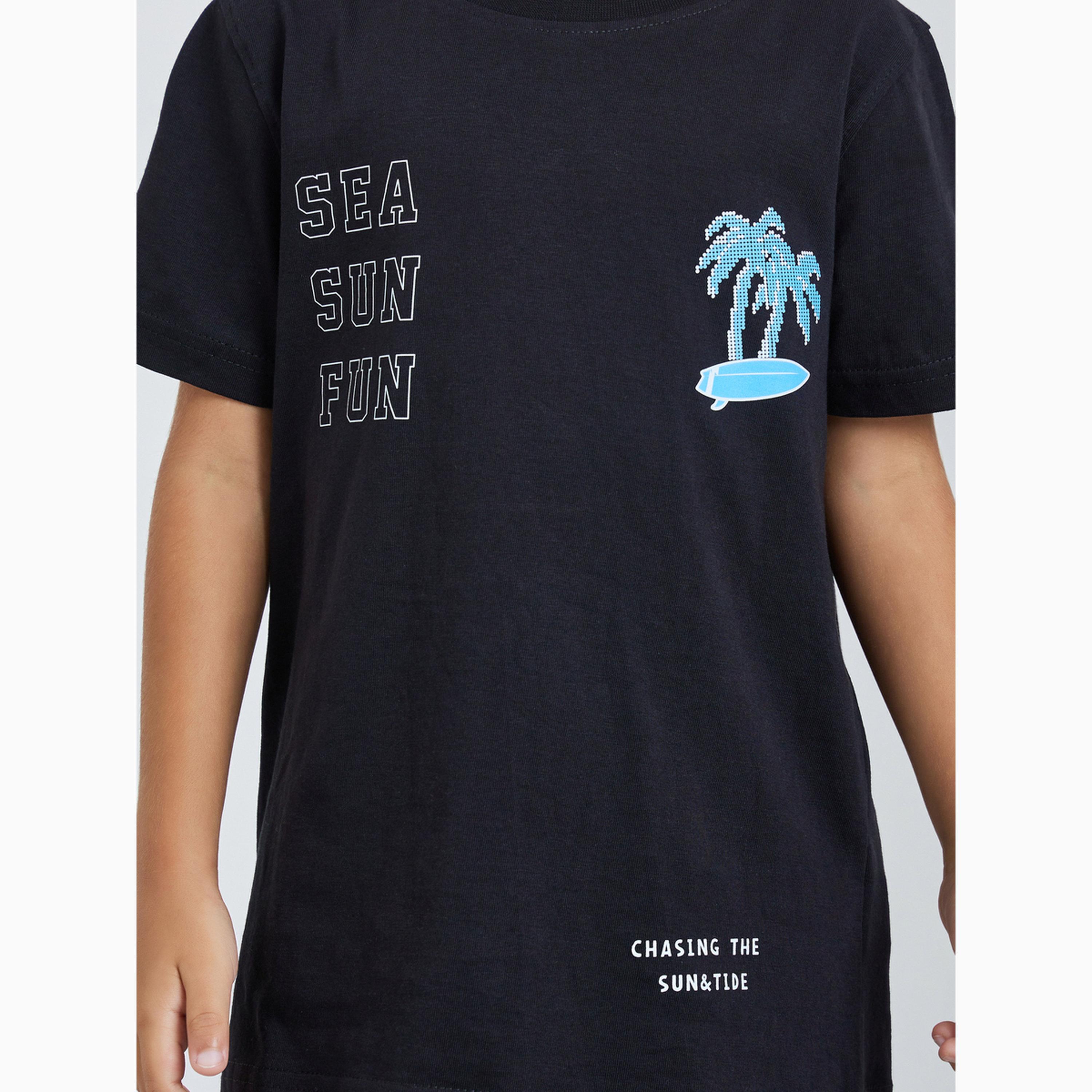 تيشيرت قطن بأكمام قصيرة وطبعة جرافيك للأولاد-boys-clothing-tshirtsandpolos-image-3