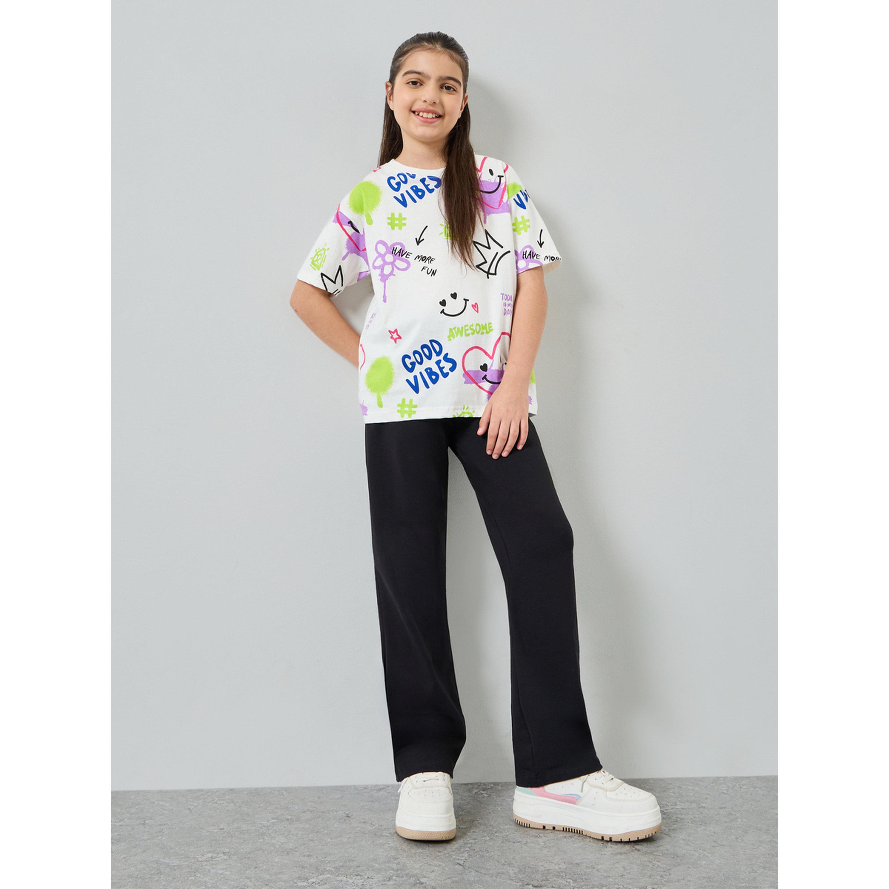 Styli Girls Graphic Print T-Shirt and Flared Leggings Set-girls-clothing-setsandcoords-image-1