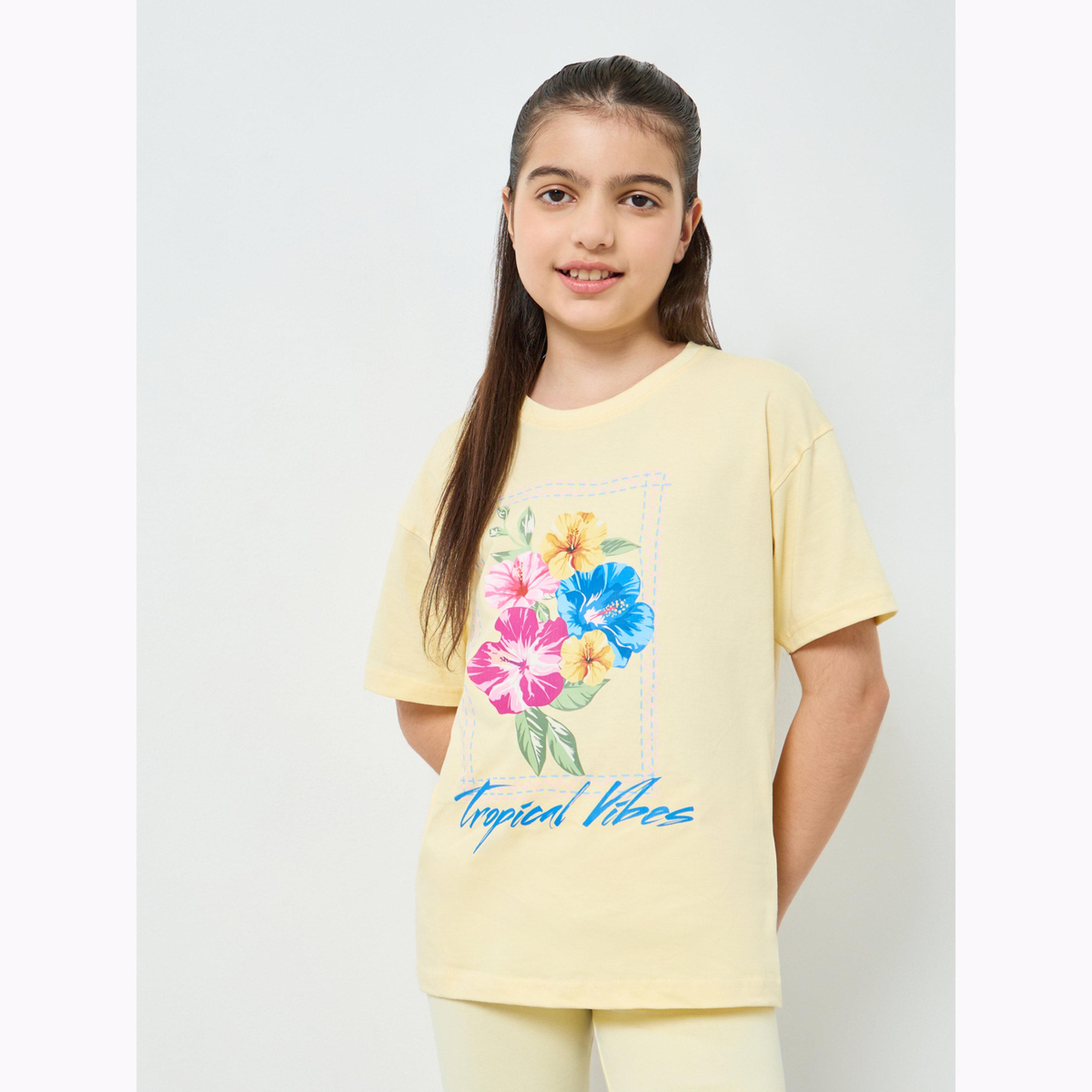 Styli Teen Girls Oversized T-Shirt and Cycling Shorts Set-girls-clothing-setsandcoords-image-3