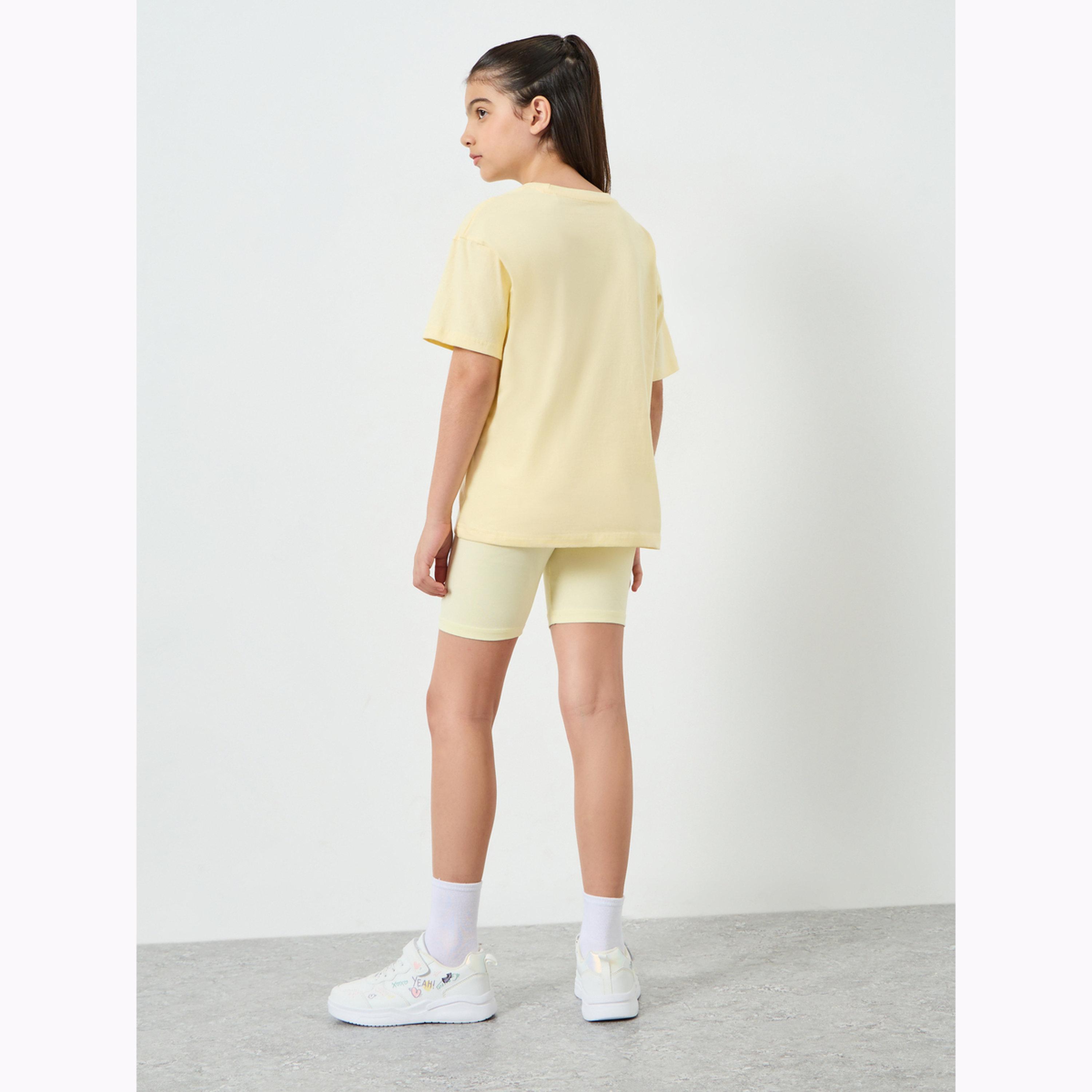 Styli Teen Girls Oversized T-Shirt and Cycling Shorts Set-girls-clothing-setsandcoords-image-4