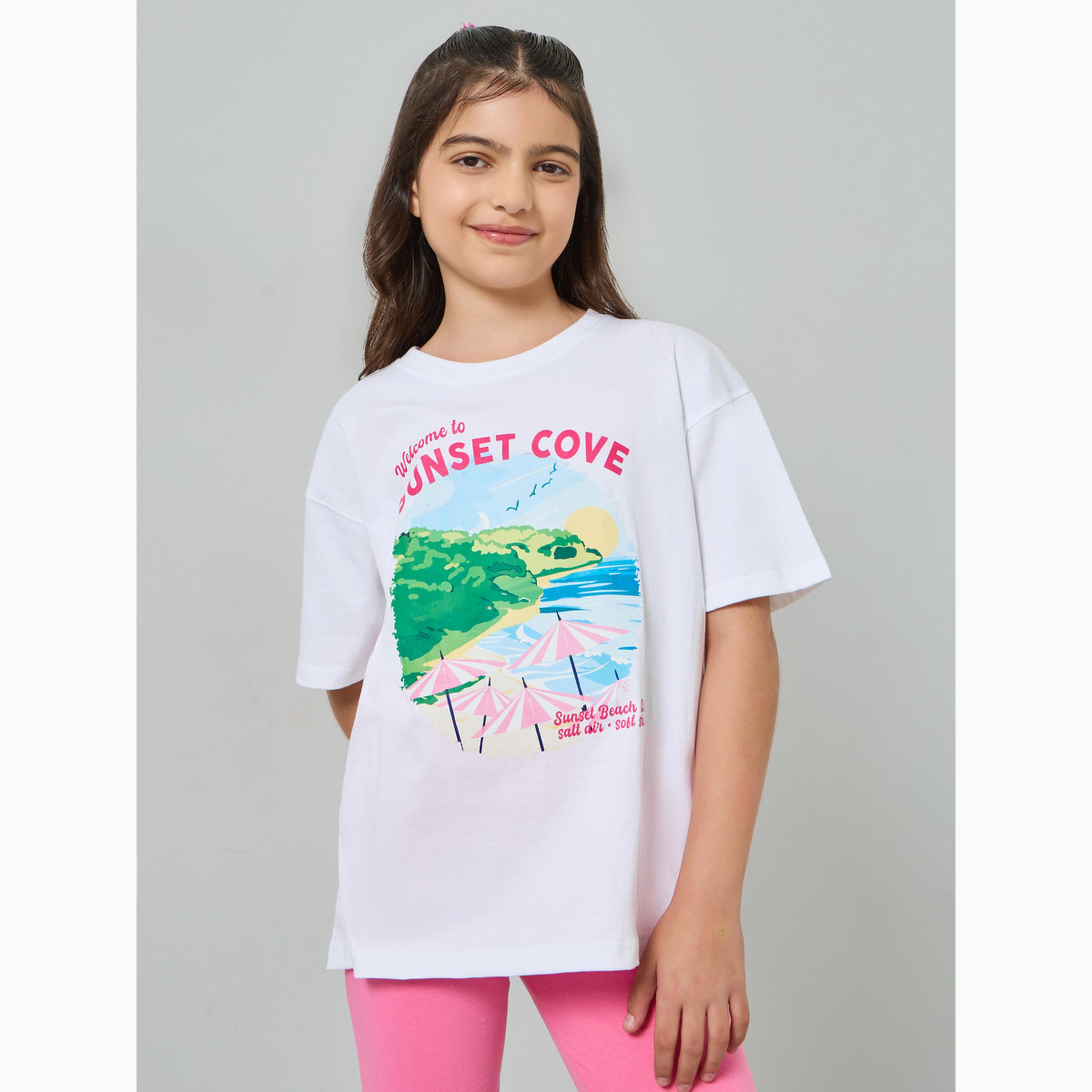 مجموعة من شورت دراجات وتيشيرت واسع للبنات-girls-clothing-setsandcoords-image-3