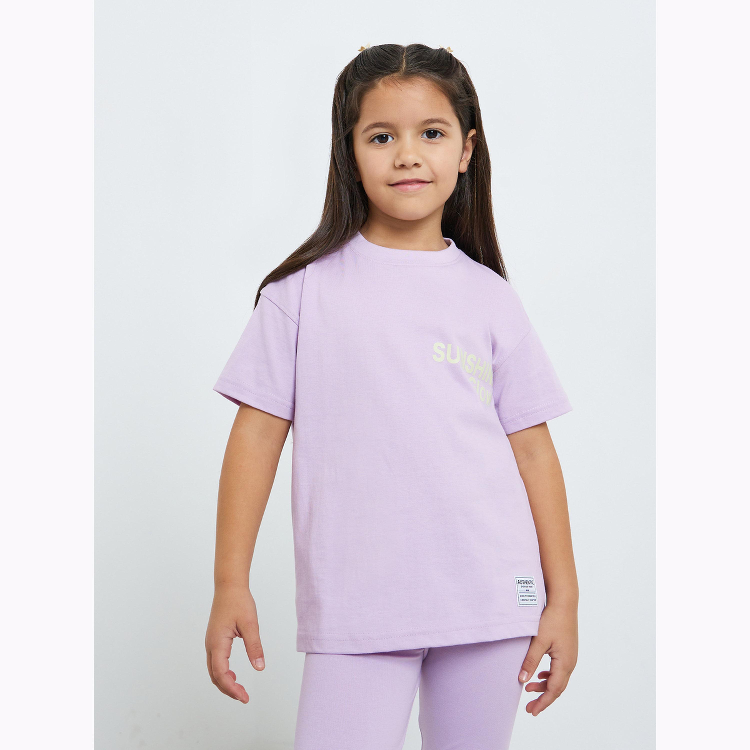 Styli Girls Cotton Oversized T-Shirt and Leggings Set-girls-clothing-setsandcoords-image-2