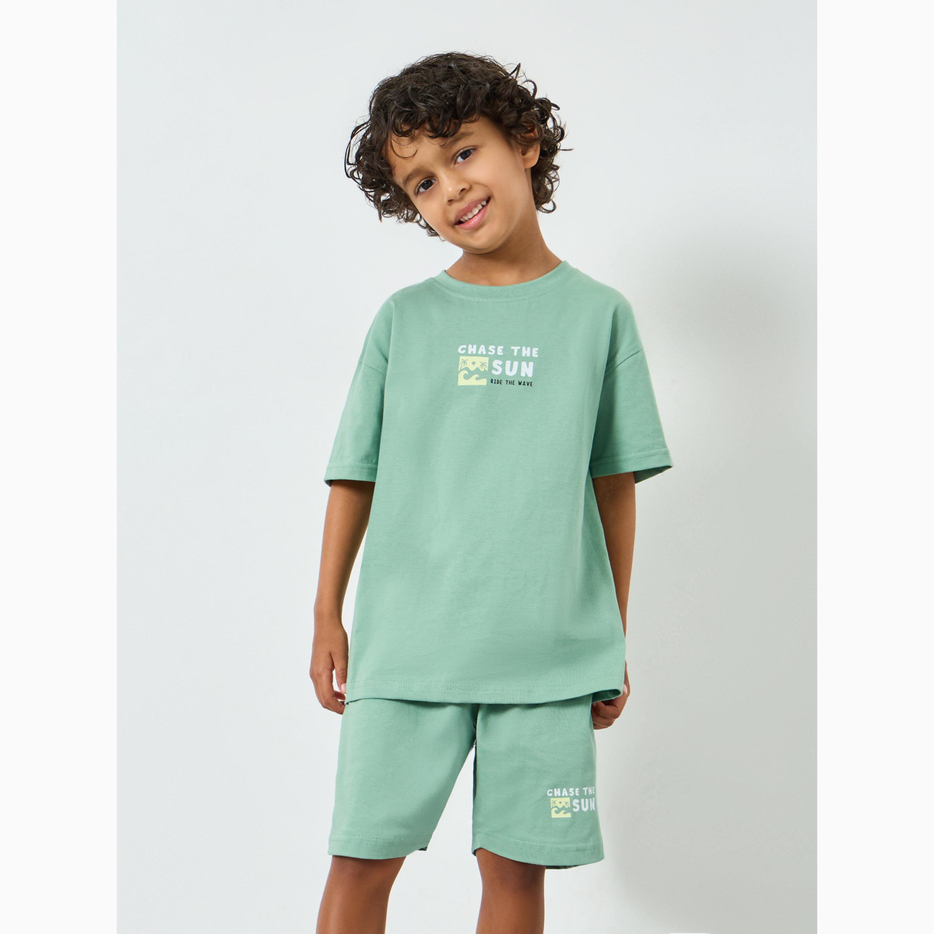 Styli Boys Printed Oversized T-Shirt and Shorts Set-boys-clothing-setsandcoords-image-1
