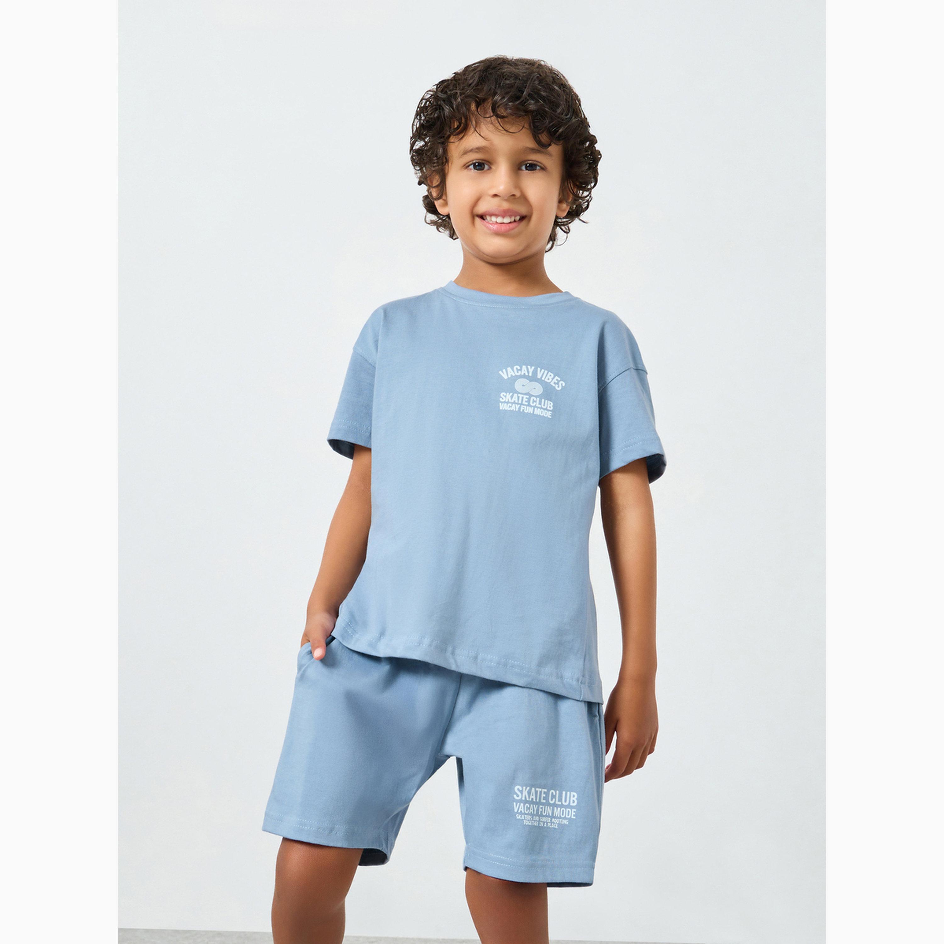 Styli Boys Printed Oversized T-Shirt and Shorts Set-boys-clothing-setsandcoords-image-1