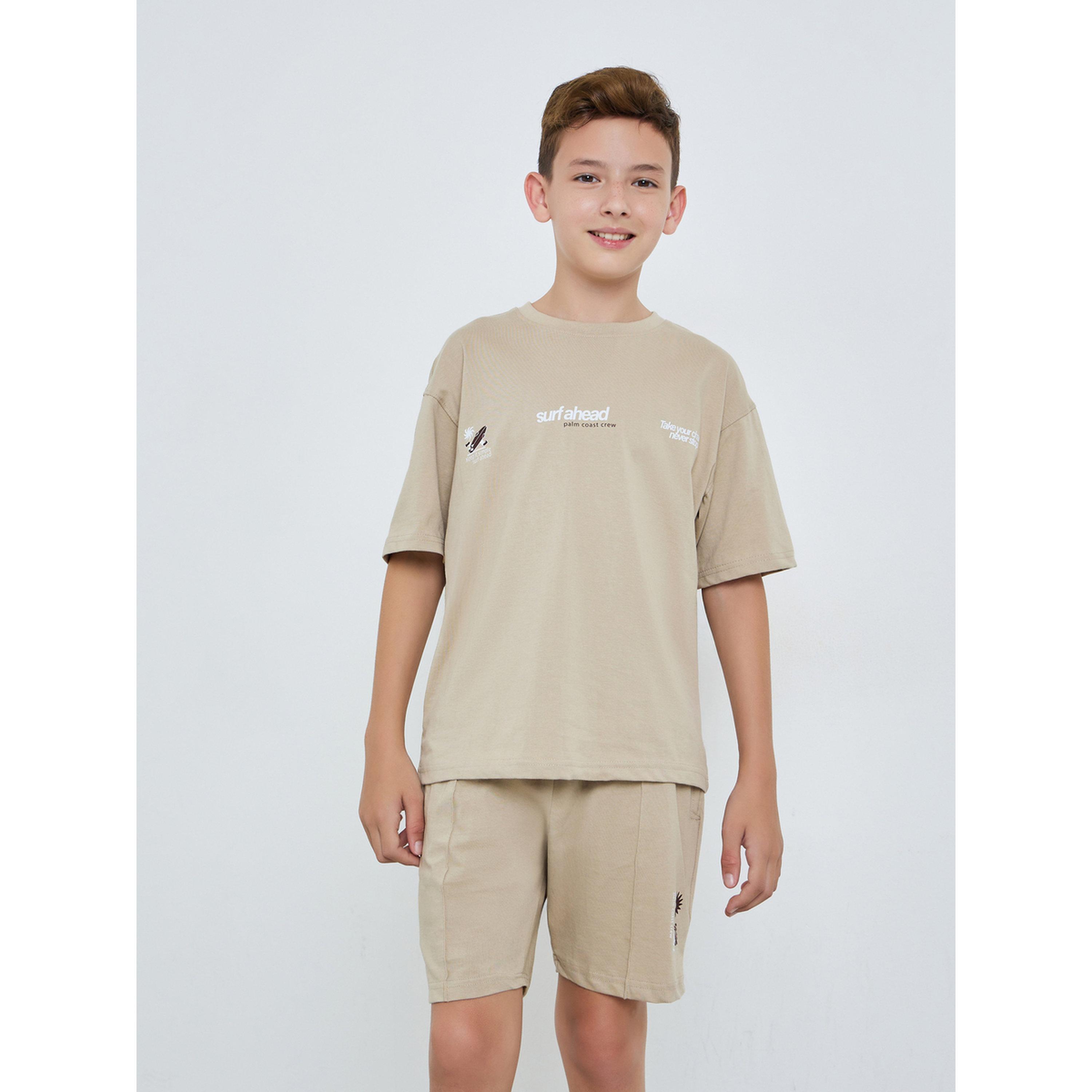 مجموعة من شورت وتيشيرت قصة كبيرة للأولاد بطبعة جرافيك-boys-clothing-setsandcoords-image-1