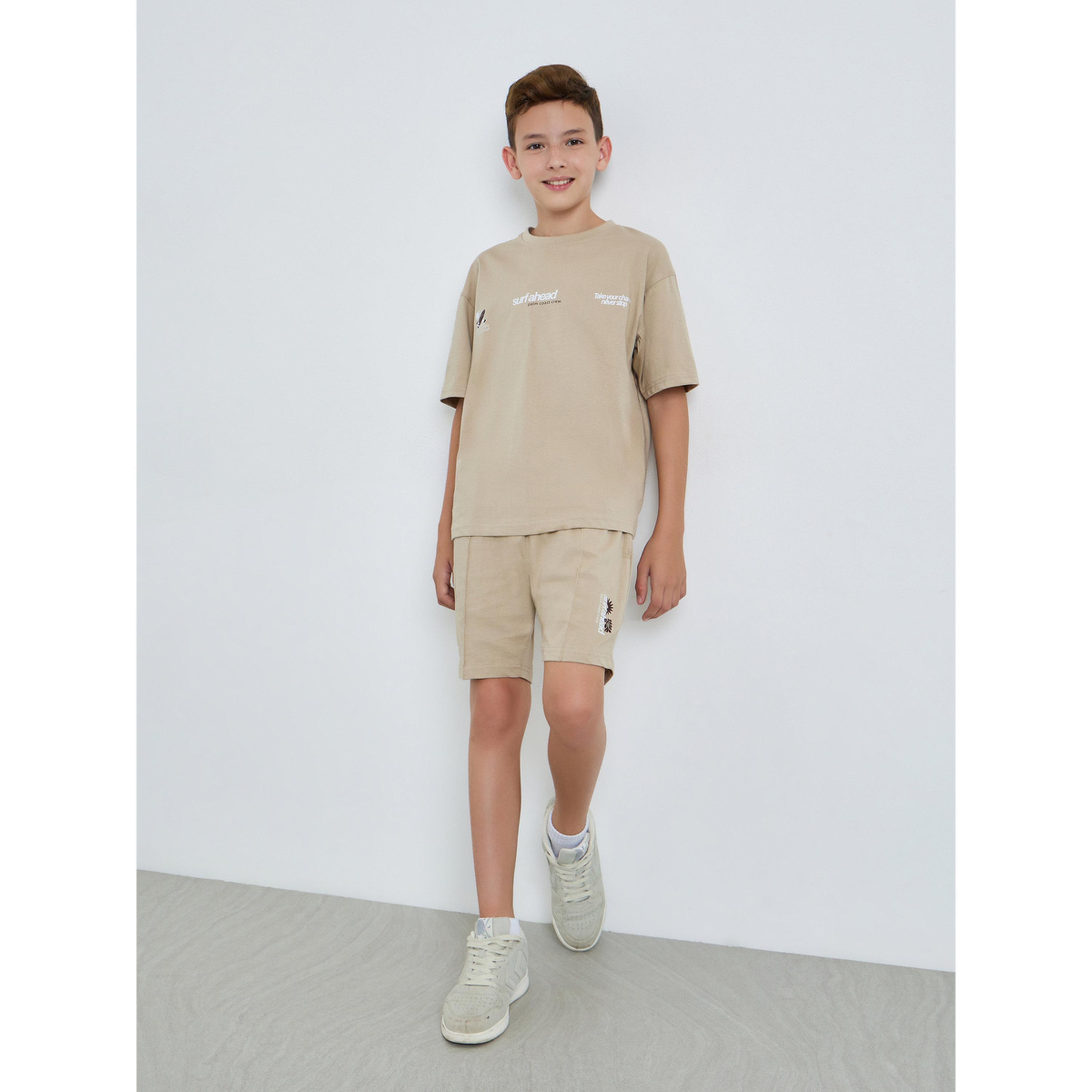 مجموعة من شورت وتيشيرت قصة كبيرة للأولاد بطبعة جرافيك-boys-clothing-setsandcoords-image-2
