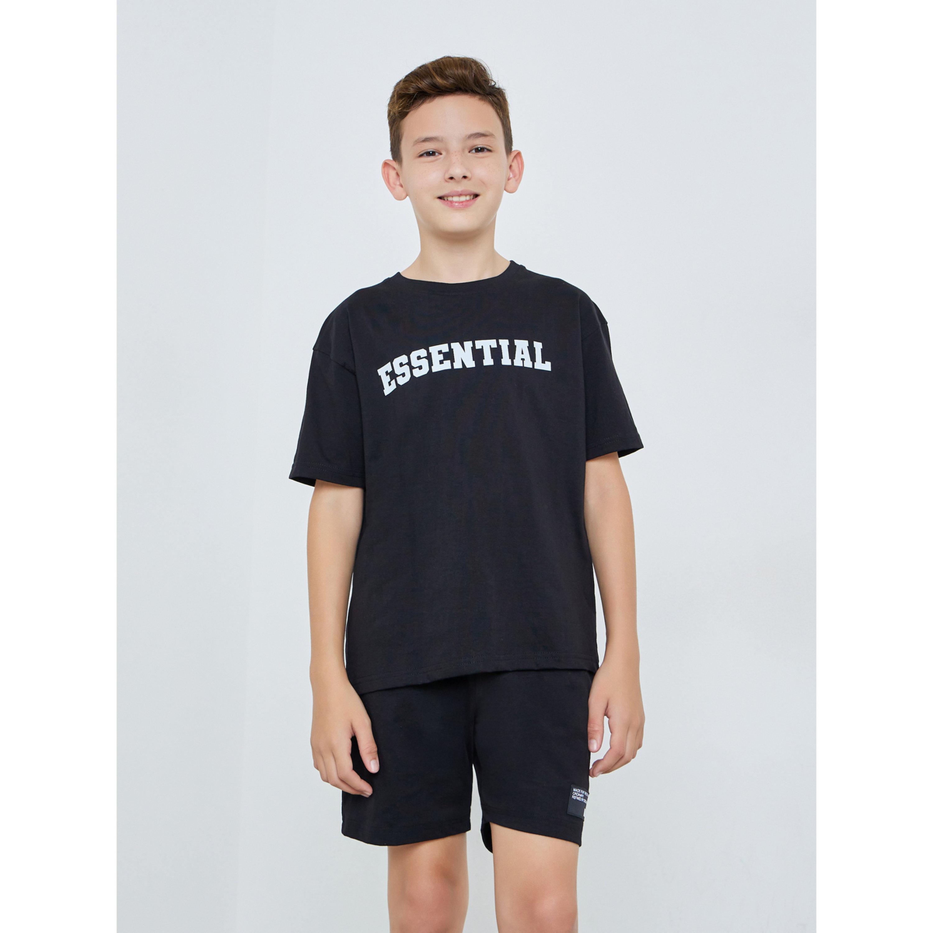 Styli Boys Black Short Sleeve T-Shirt and Shorts Set-boys-clothing-setsandcoords-image-1