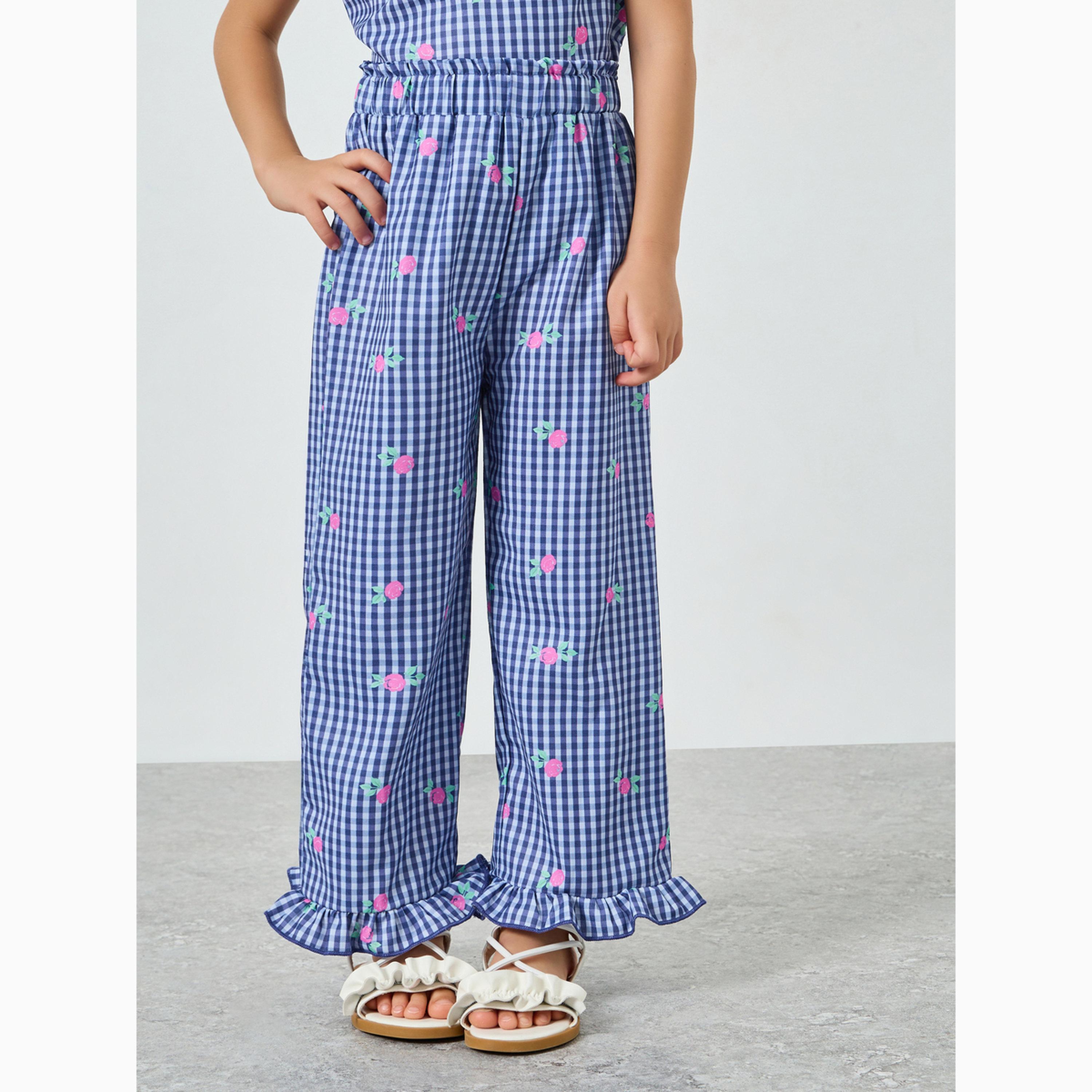 Styli Girls Checked Sleeveless Top and Pants Set-girls-clothing-setsandcoords-image-4