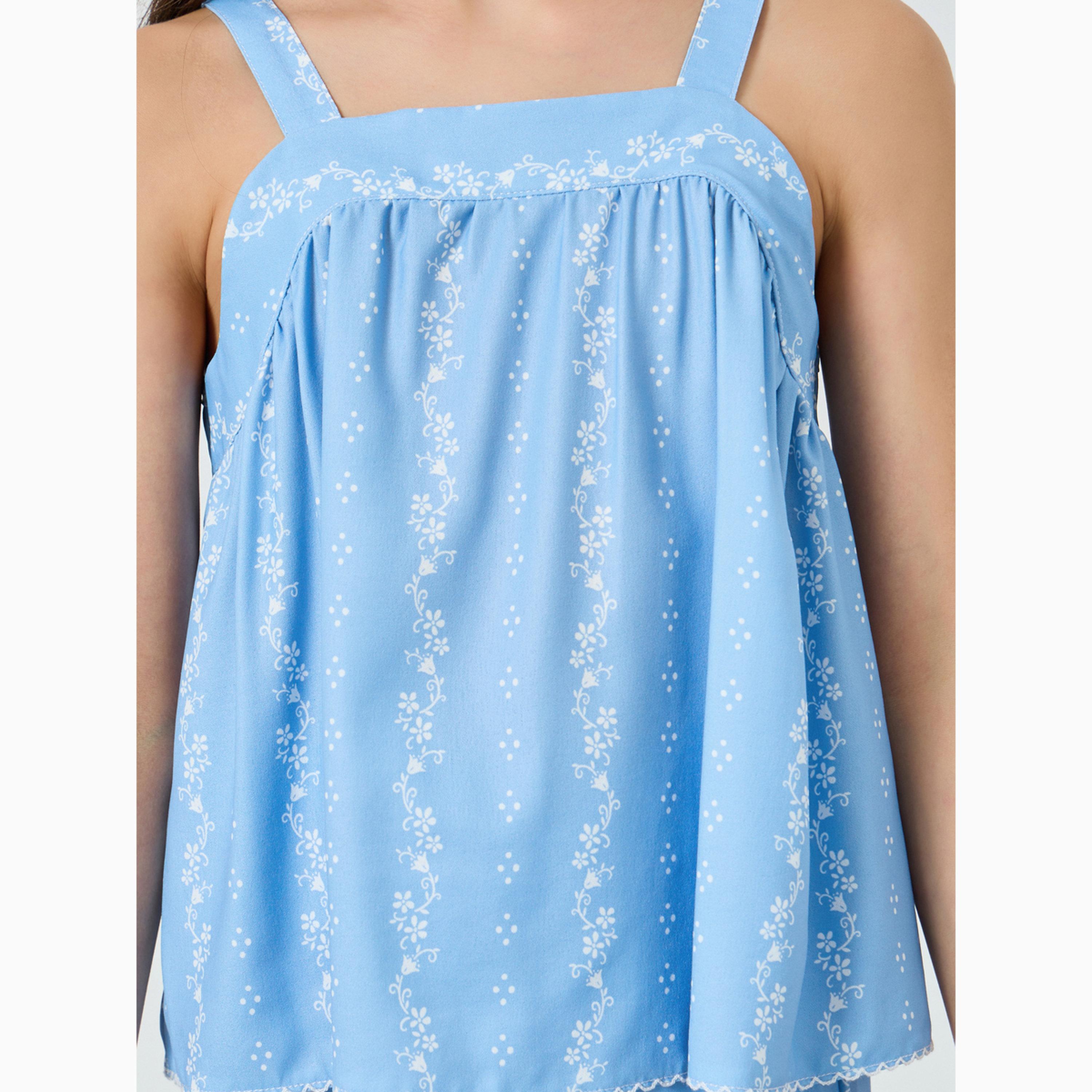 Styli Girls All-Over print Chambray Top and Pants Set-girls-clothing-setsandcoords-image-4