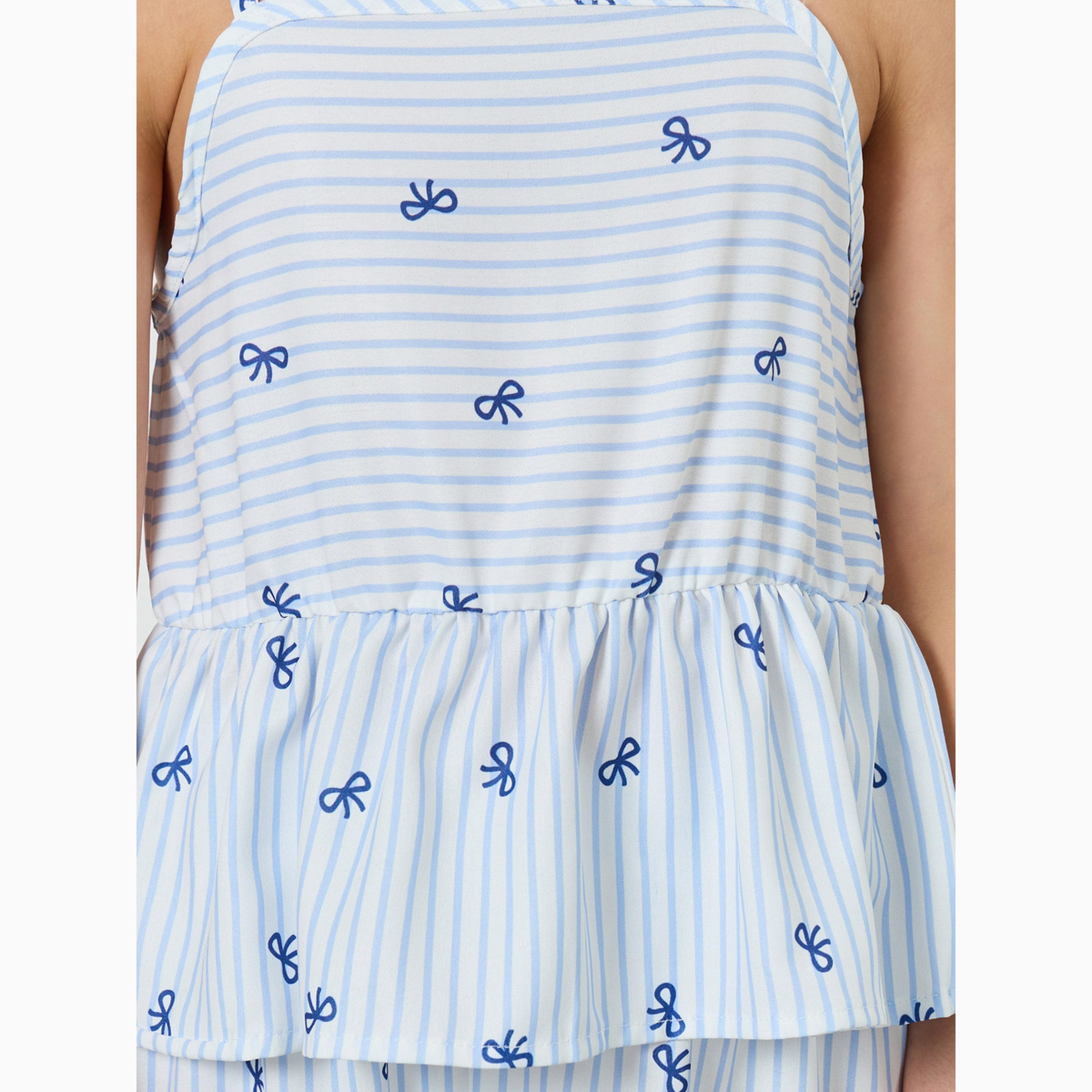Styli Girls All-Over Bow Print Strappy Top and Pants Set-girls-clothing-setsandcoords-image-3