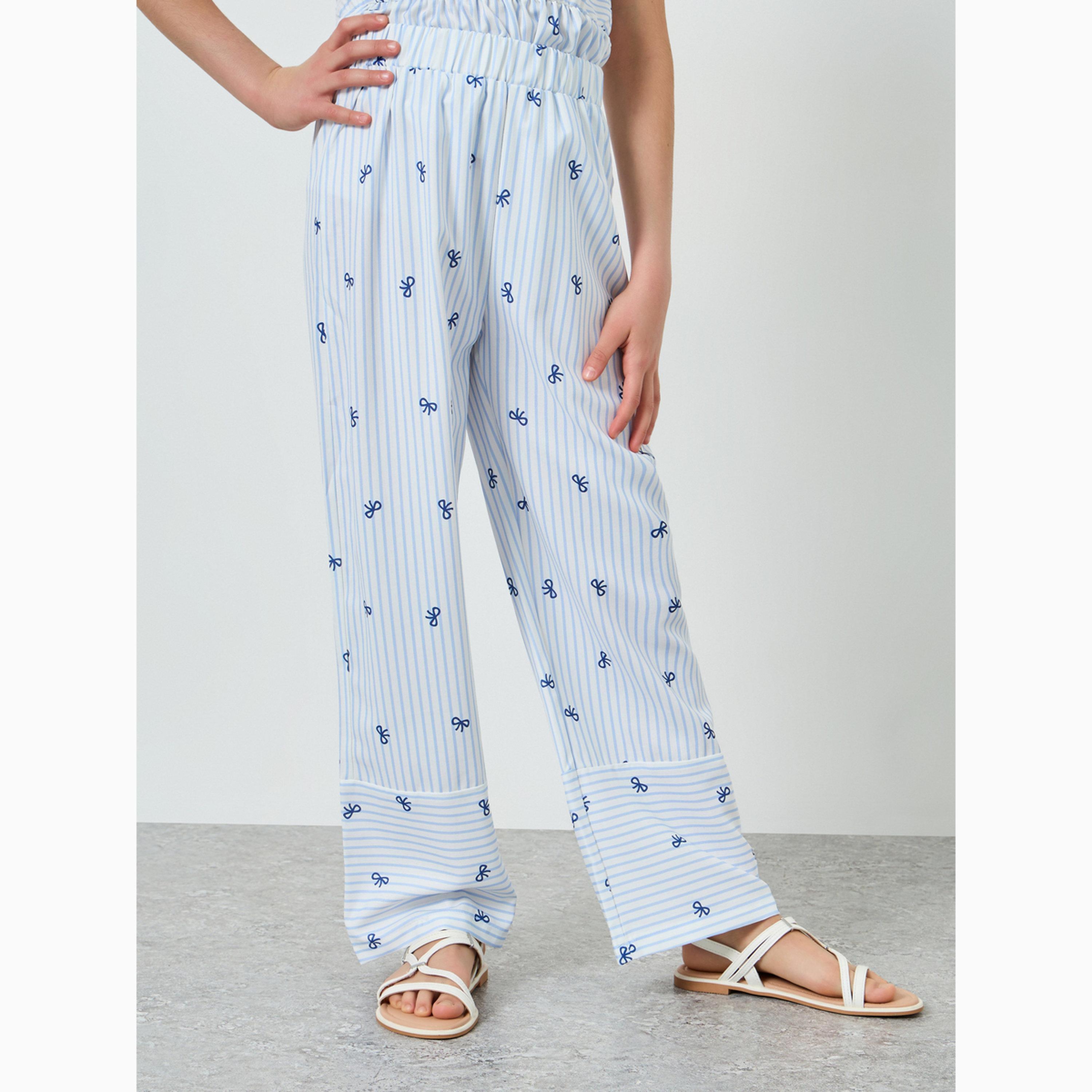 Styli Girls All-Over Bow Print Strappy Top and Pants Set-girls-clothing-setsandcoords-image-4