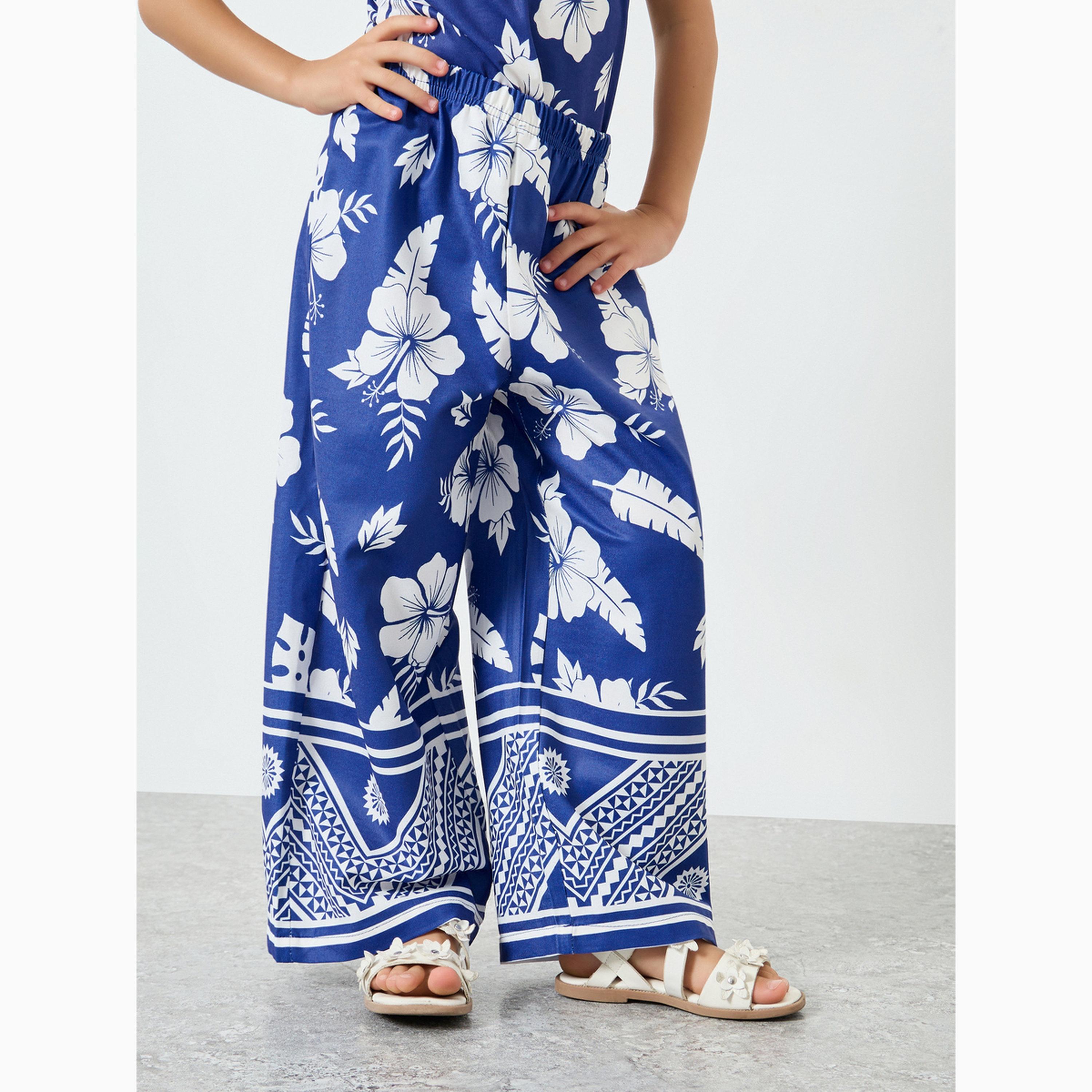 مجموعة من بنطال وبلوزة مطبعة بالزهور للفتيات-girls-clothing-setsandcoords-image-4
