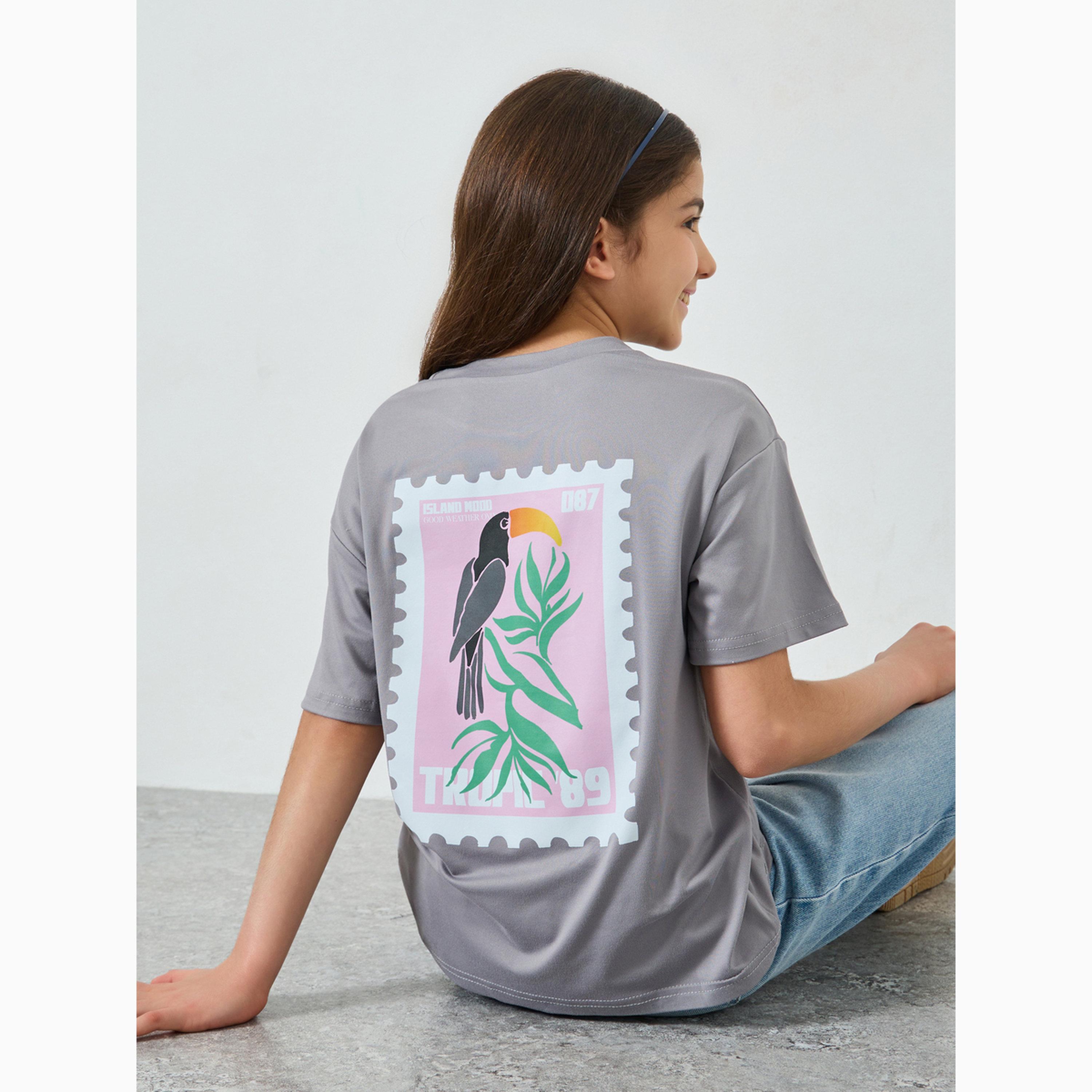Styli Girls Back Graphic Print Oversized T-Shirt-girls-clothing-tshirts-image-3