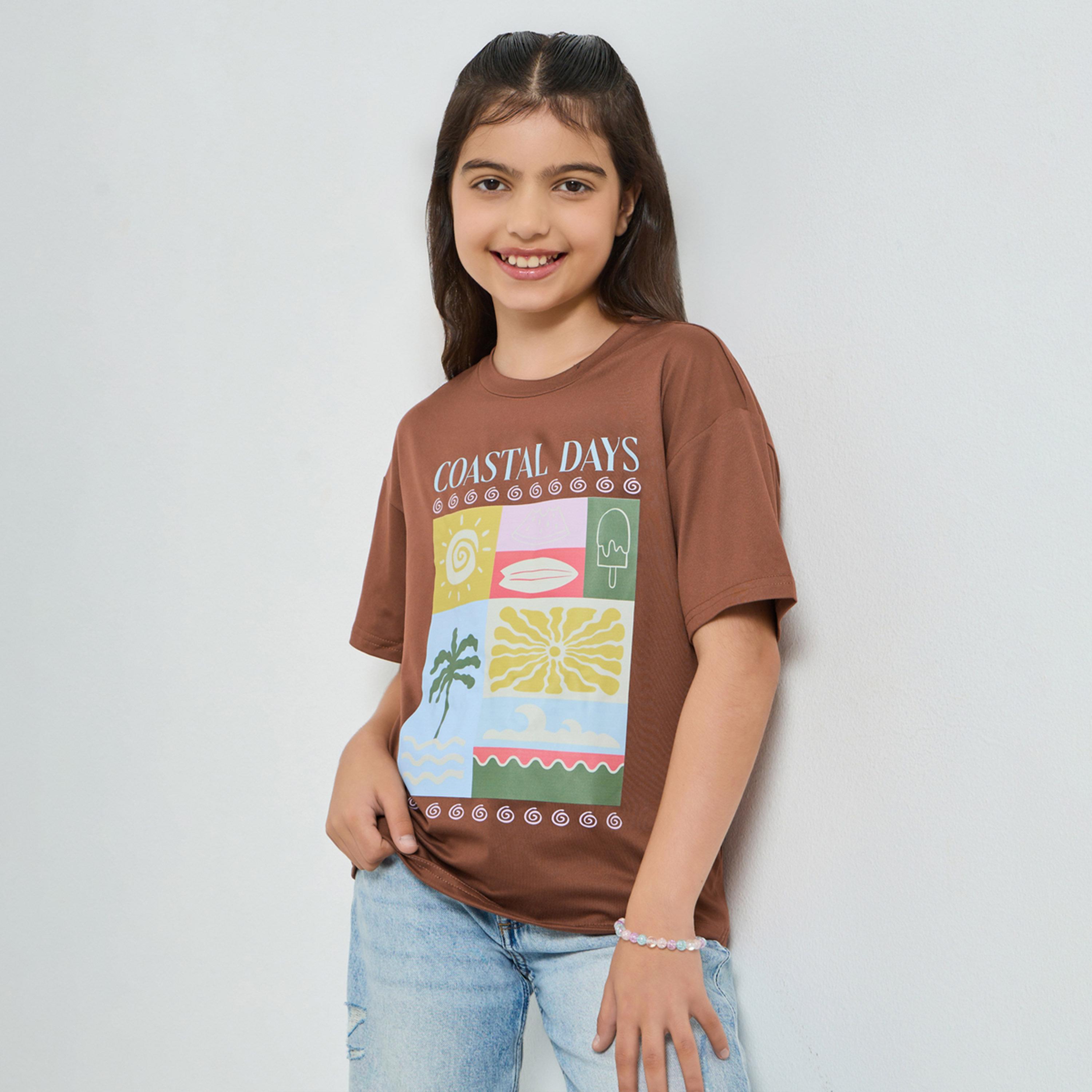 Styli Girls Graphic Print Oversized T-Shirt-girls-clothing-tshirts-image-1
