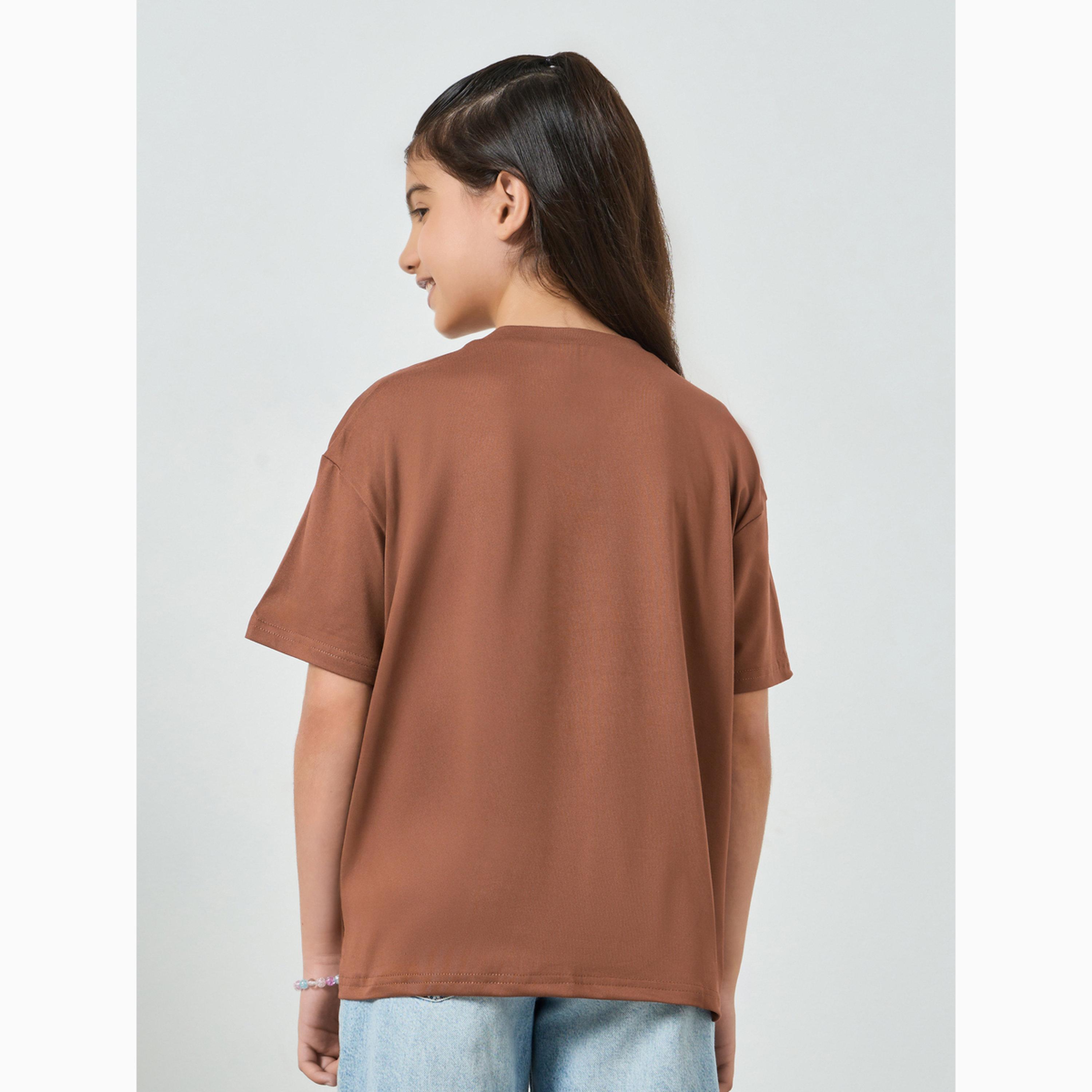 تيشيرت كبير الحجم بطبعة جرافيك للفتيات-girls-clothing-tshirts-image-4