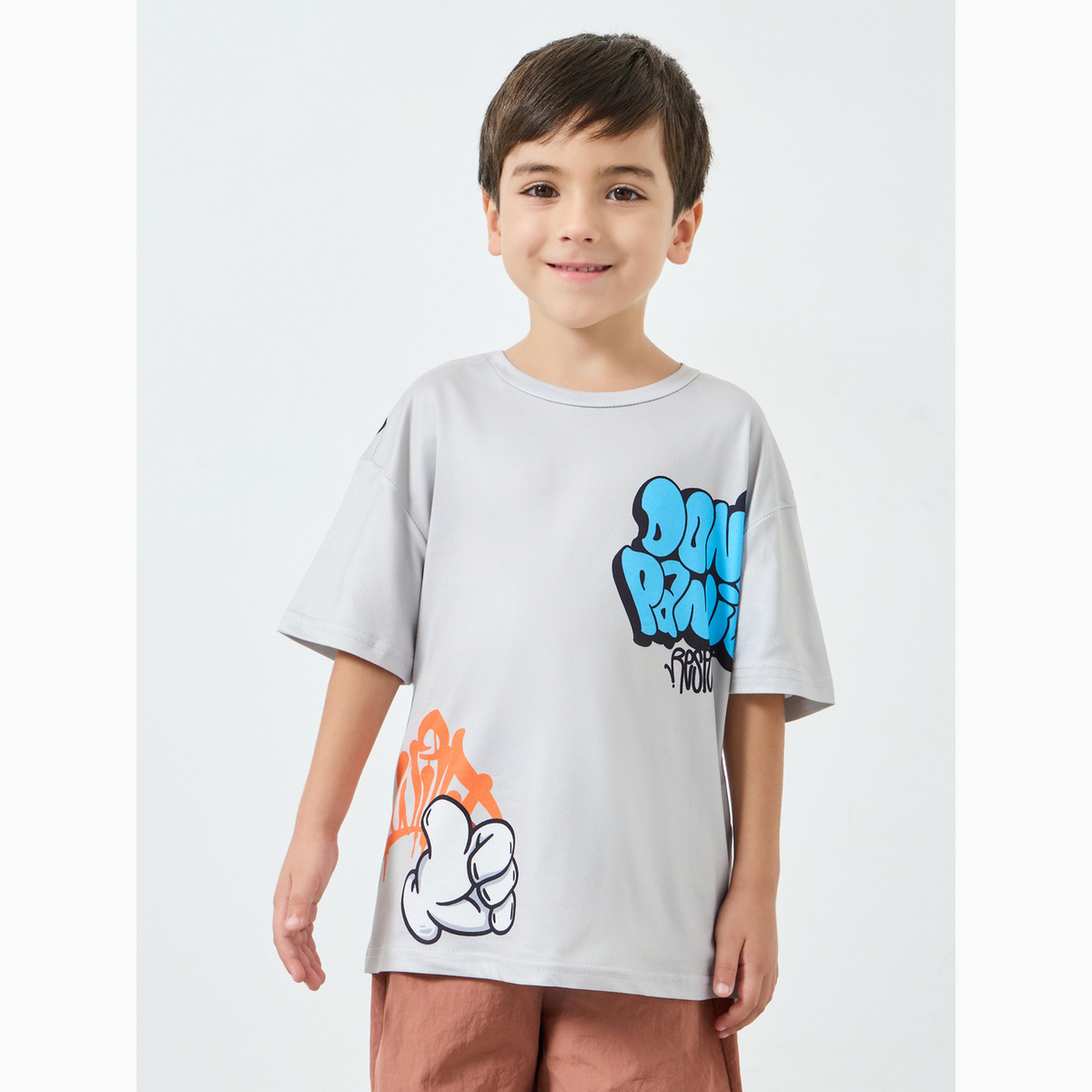Styli Boys Graffiti Placement Print Oversized T-Shirt-boys-clothing-tshirtsandpolos-image-1