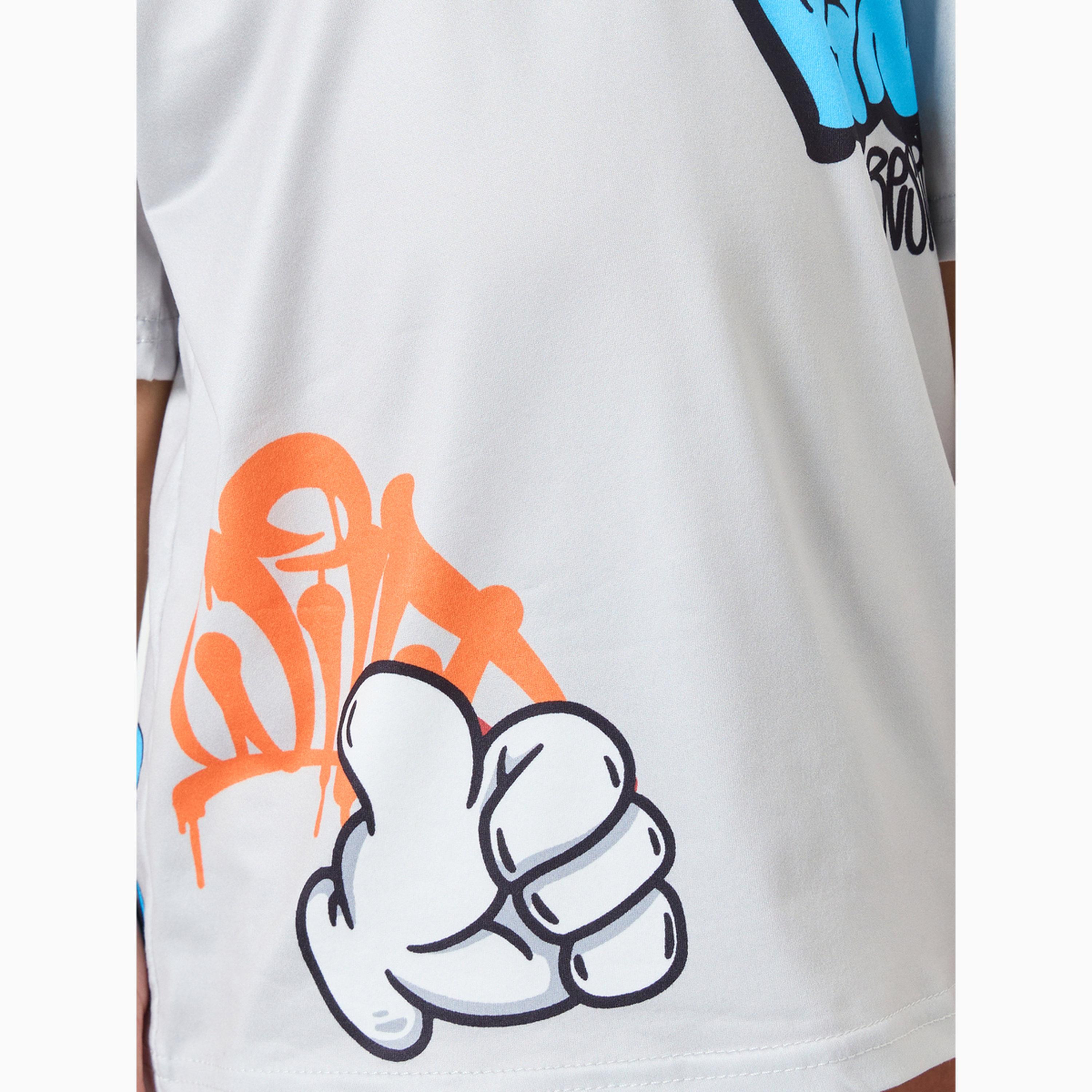 Styli Boys Graffiti Placement Print Oversized T-Shirt-boys-clothing-tshirtsandpolos-image-4