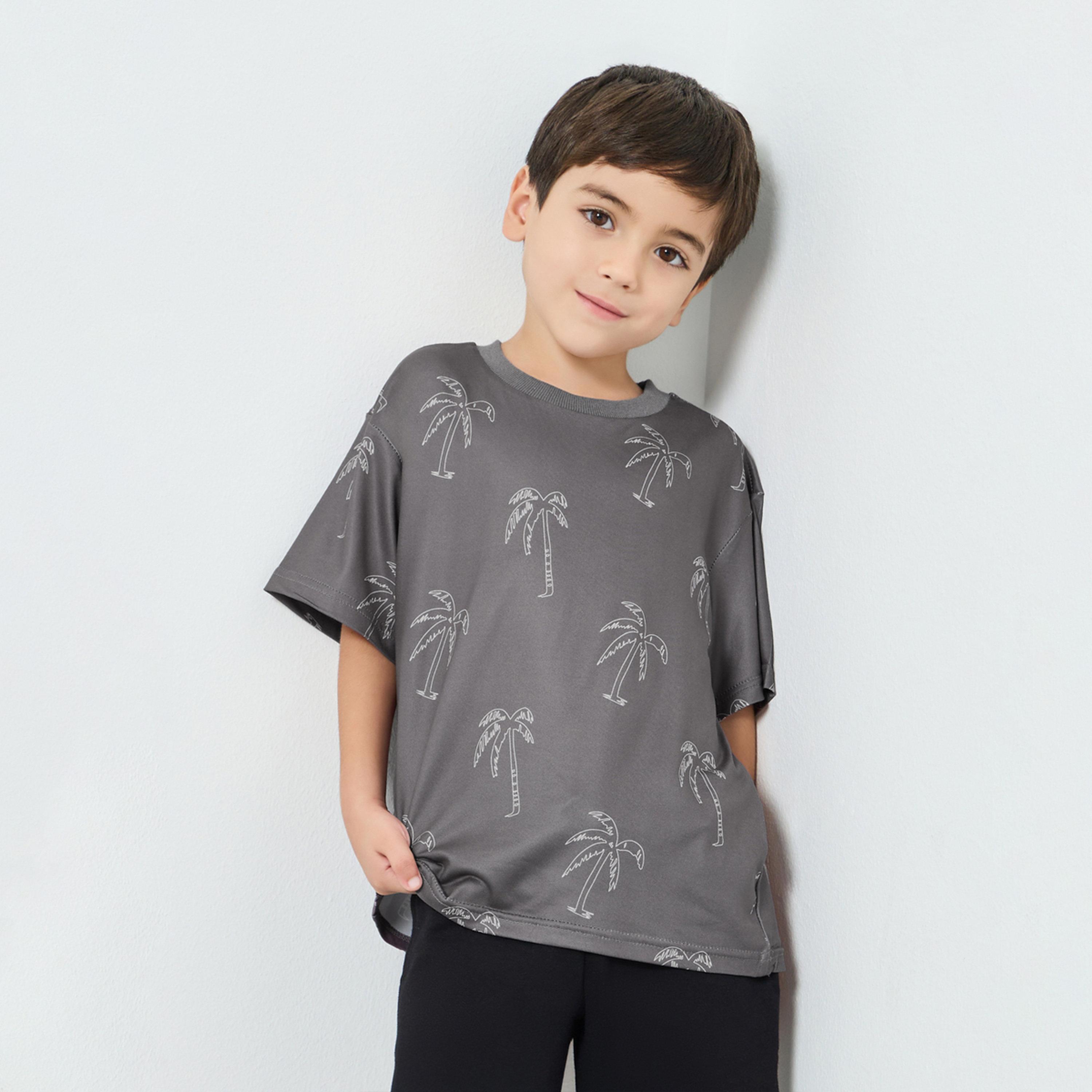 Styli Boys Palm Tree Emrboidered Dropped Shoulder Relaxed Fit T-Shirt-boys-clothing-tshirtsandpolos-image-1