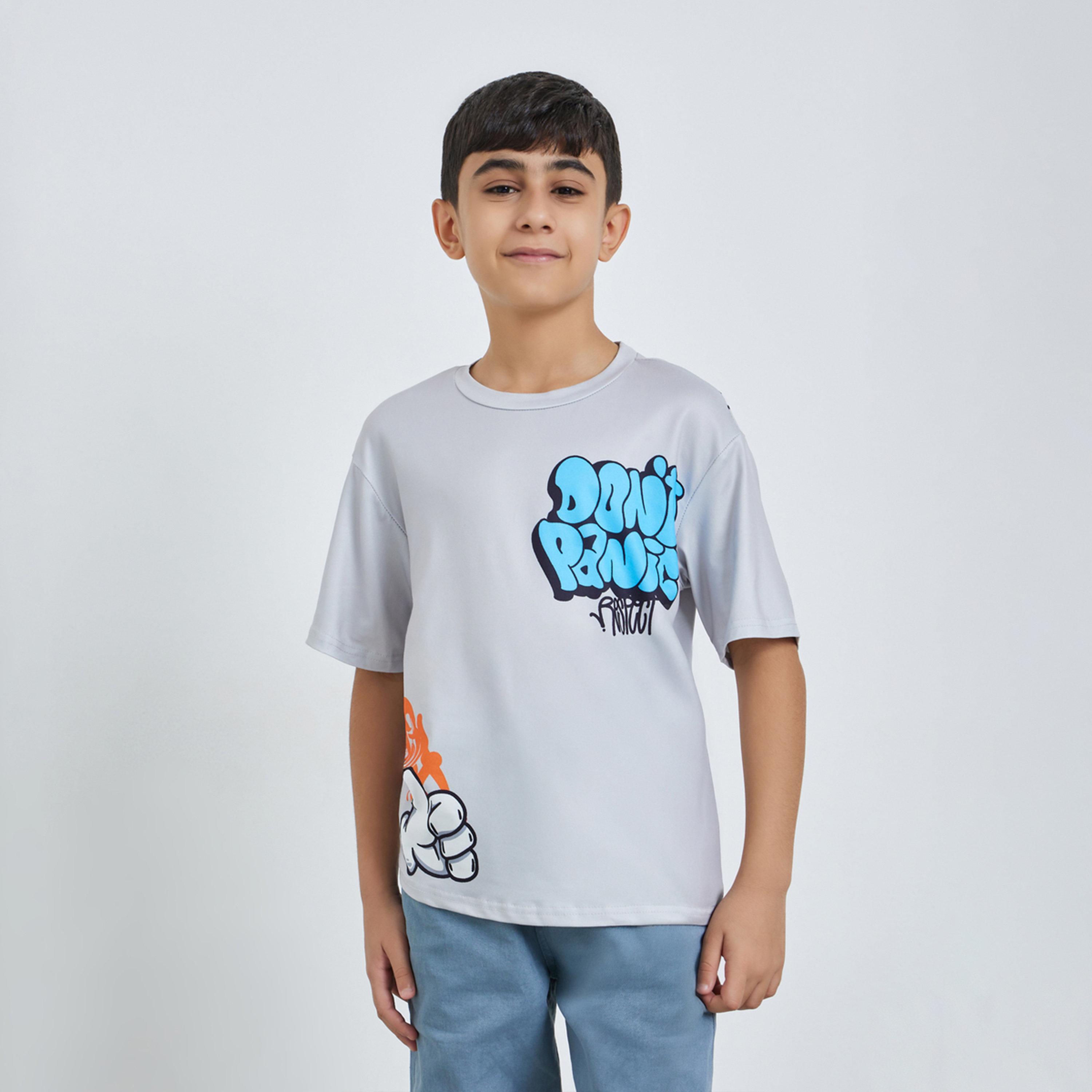 تيشيرت كبير الحجم بطبعة جرافيتي للأولاد-boys-clothing-tshirtsandpolos-image-1
