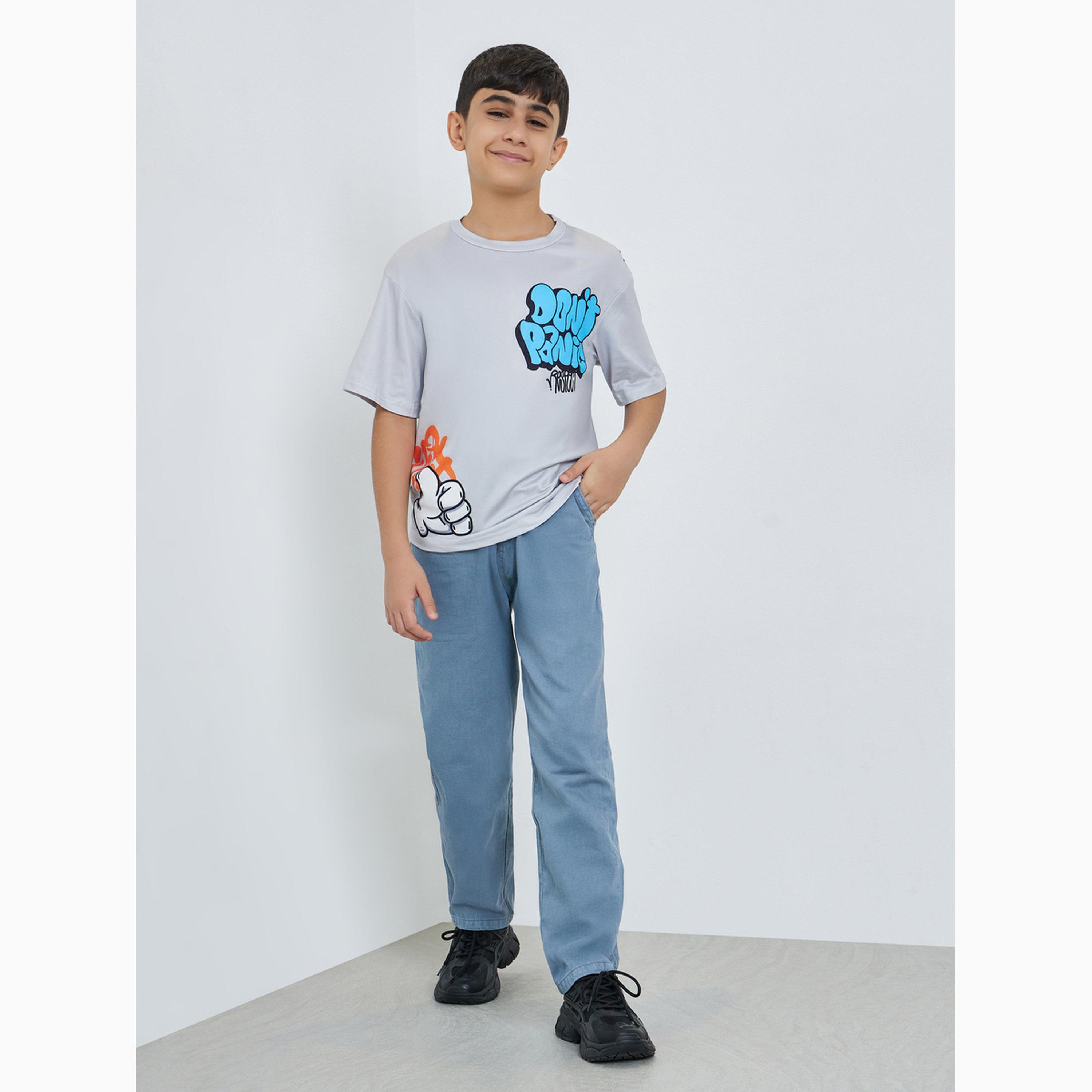 تيشيرت كبير الحجم بطبعة جرافيتي للأولاد-boys-clothing-tshirtsandpolos-image-2