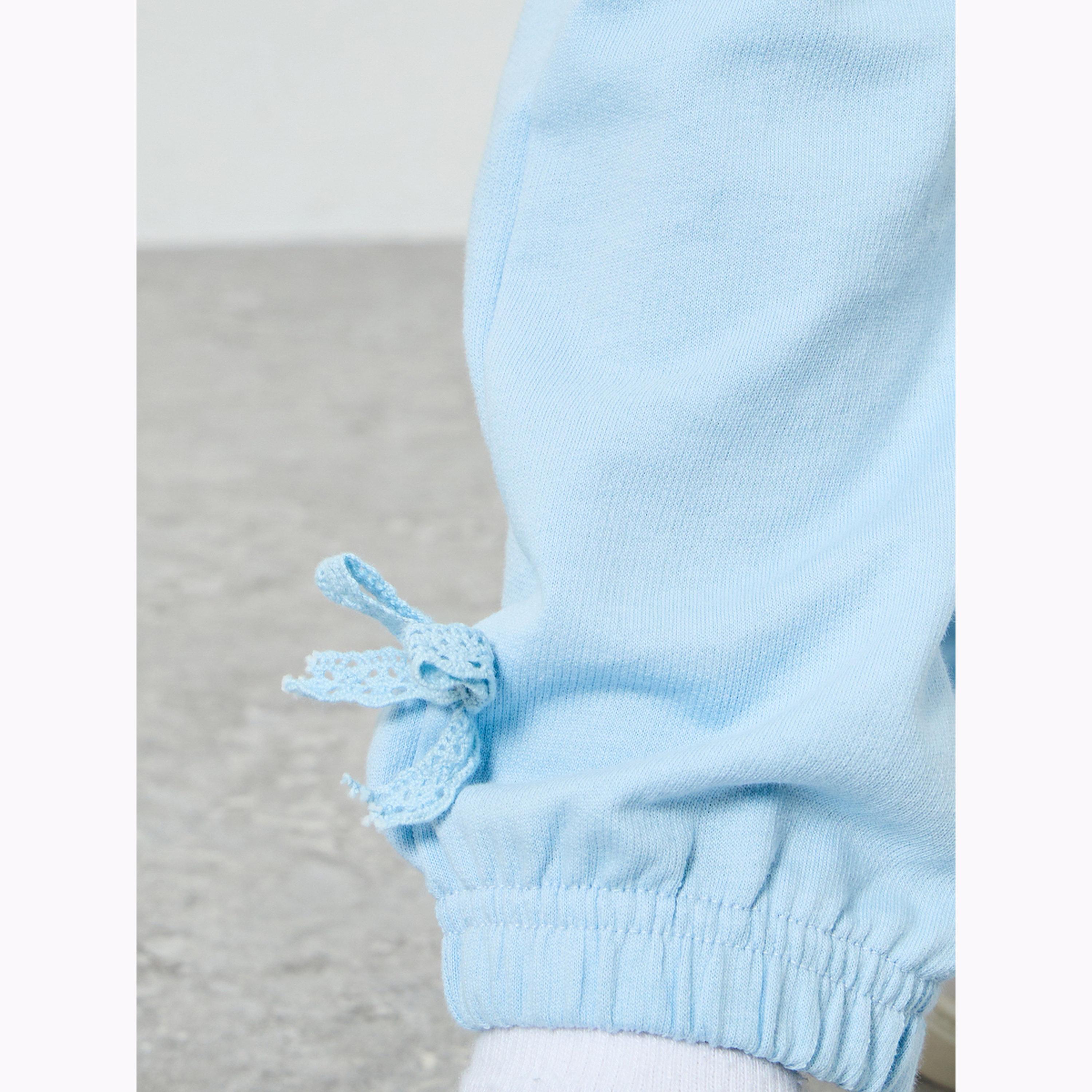 Styli Girls Elasticated Hem Joggers with Bow Applique-girls-clothing-bottoms-joggersandtrackpants-image-4