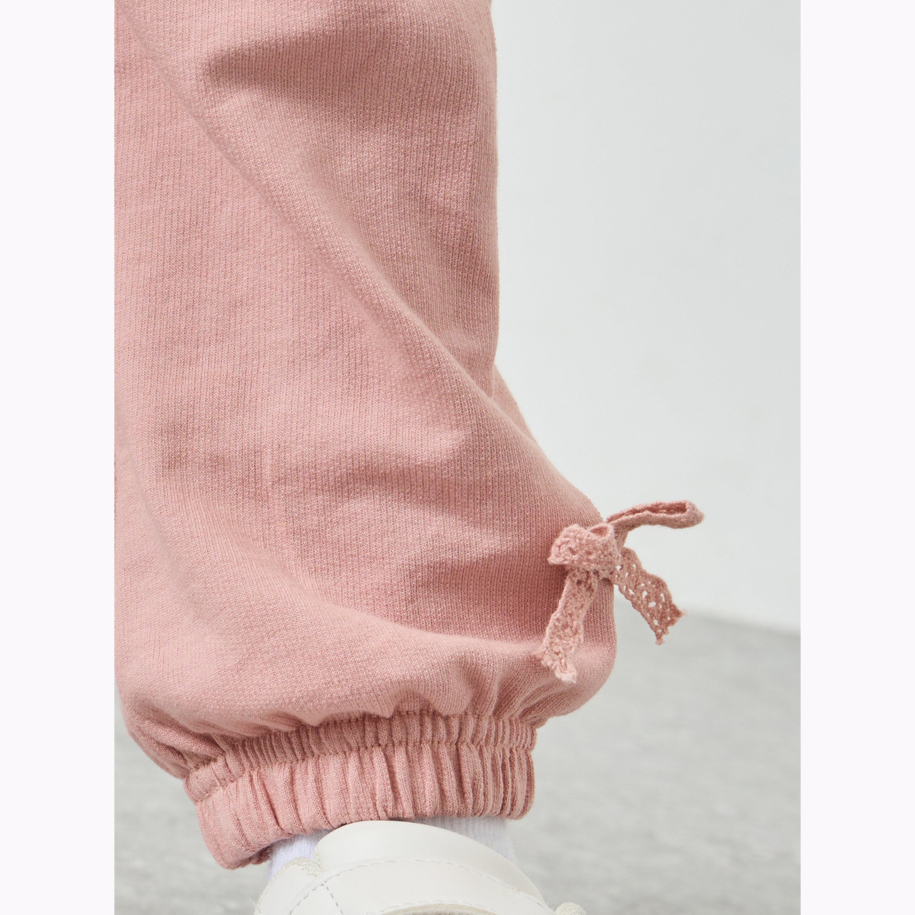 Styli Girls Elasticated Hem Joggers with Bow Applique-girls-clothing-bottoms-joggersandtrackpants-image-4