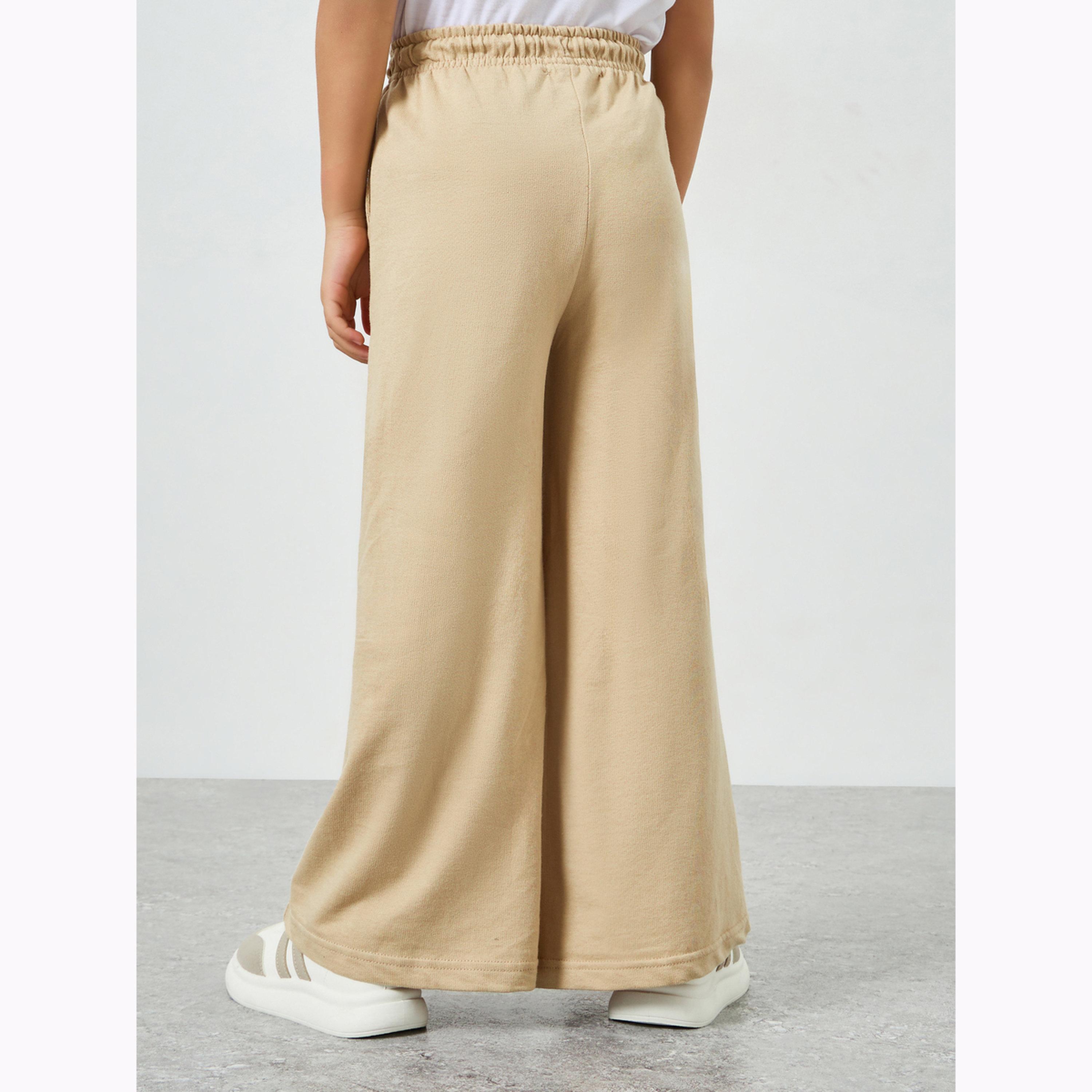 جوغر بأرجل واسعة سادة برباط للبنات-girls-clothing-bottoms-trousers-image-4