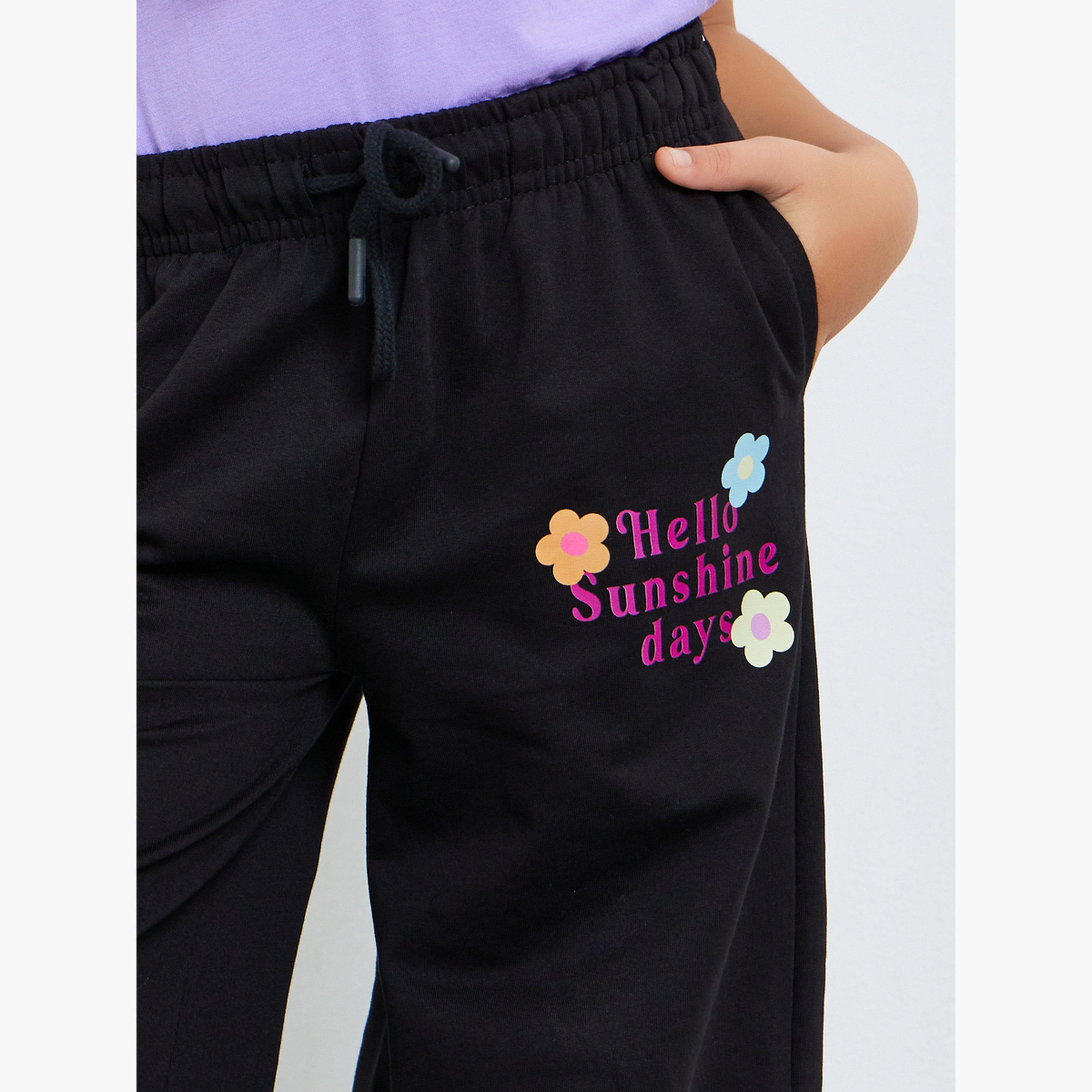 جوغر بأرجل واسعة وطبعة زهور للبنات-girls-clothing-bottoms-joggersandtrackpants-image-3