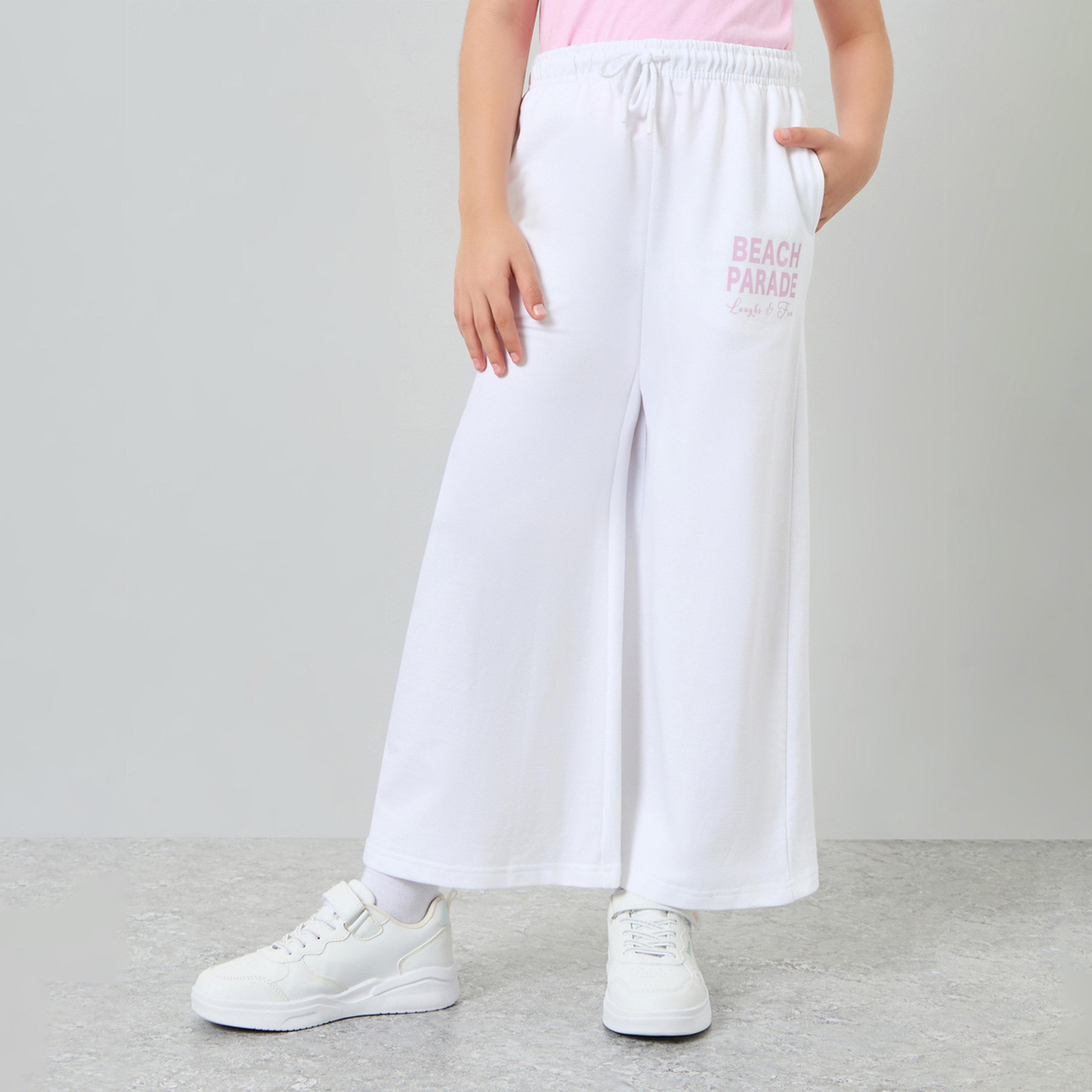 Styli Girls White Wide Leg Joggers-girls-clothing-bottoms-trousers-image-1