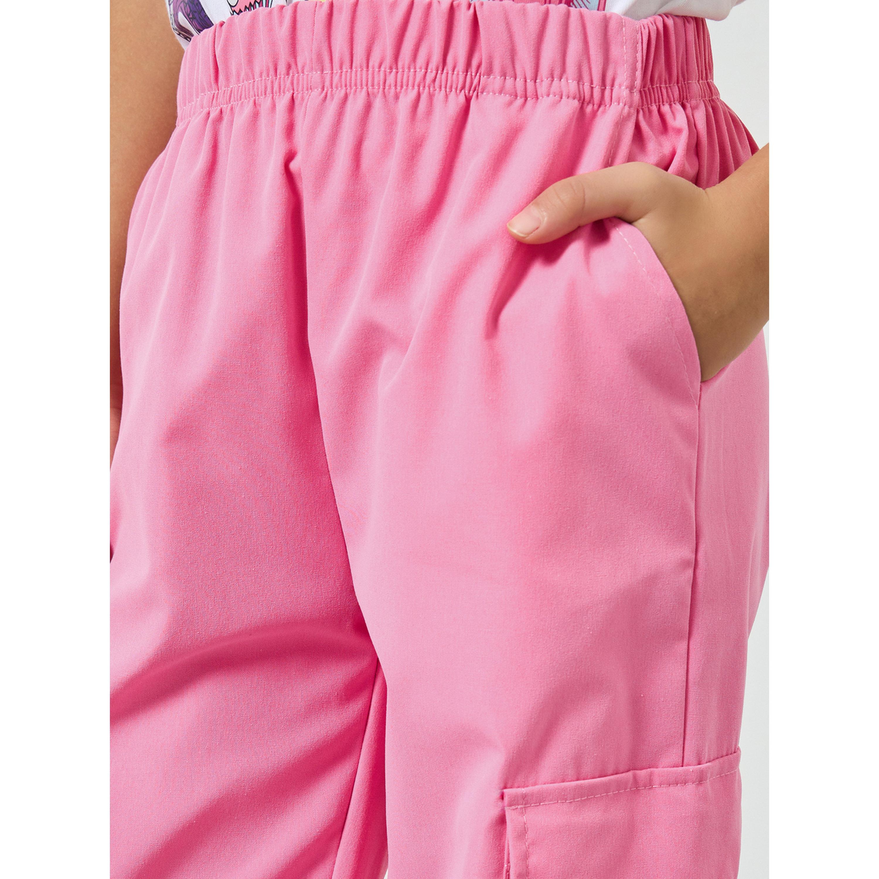 Styli Girls Dark Pink Solid Cargo Joggers-girls-clothing-bottoms-joggersandtrackpants-image-3