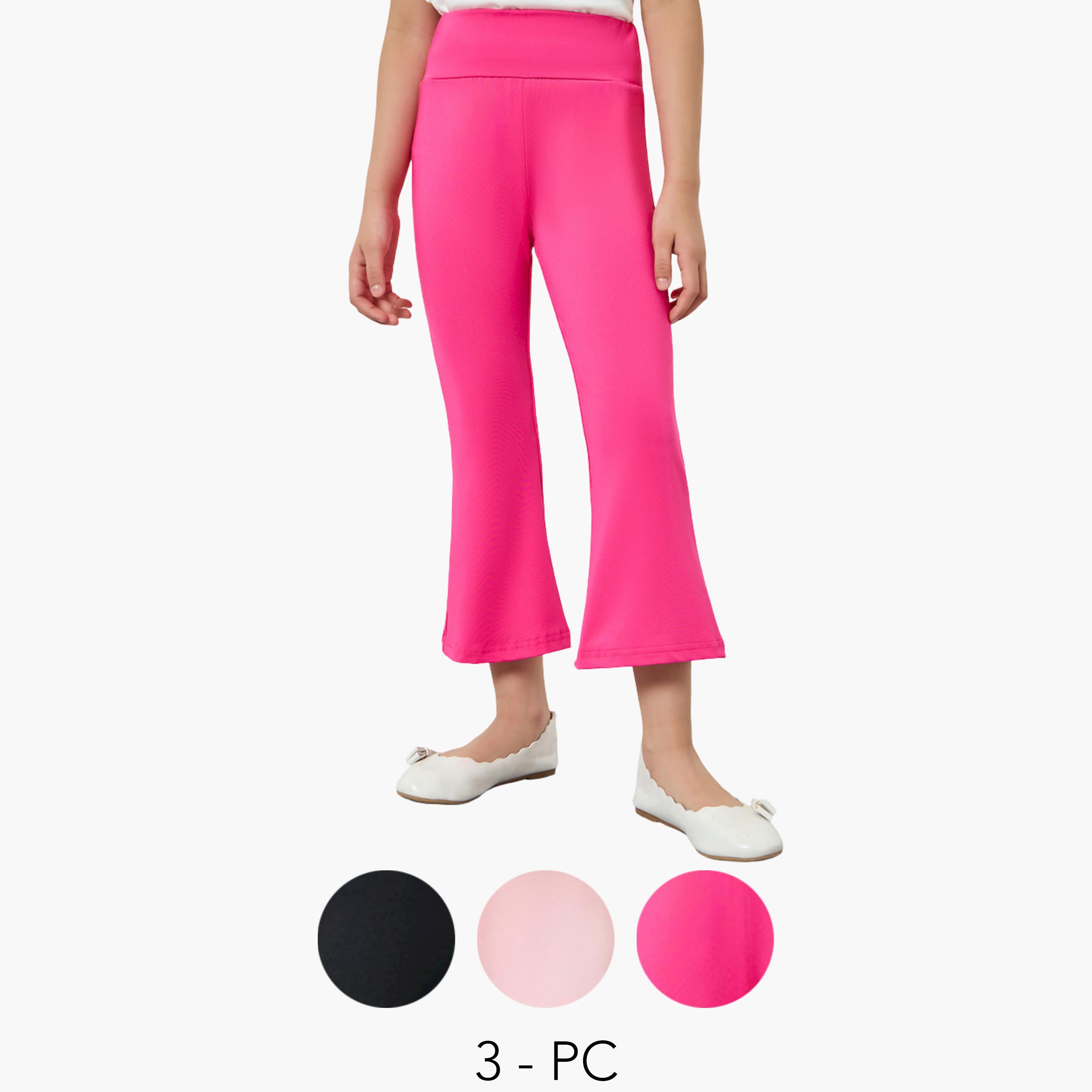 Styli Pack of 3 - Girls Flared Leggings-girls-clothing-bottoms-leggings-image-1