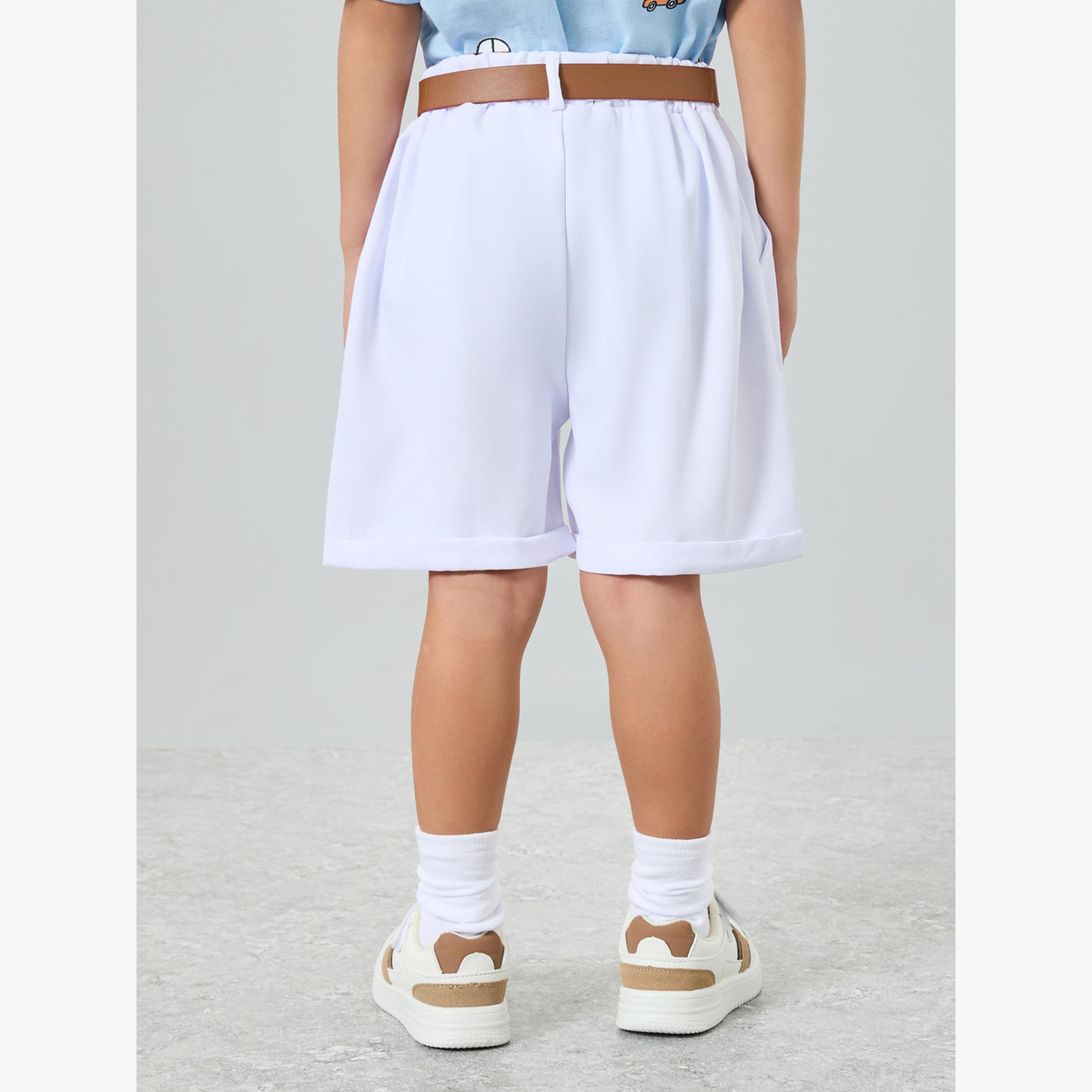 شورت منسوج سادة مع حزام-boys-clothing-bottoms-shorts-image-4