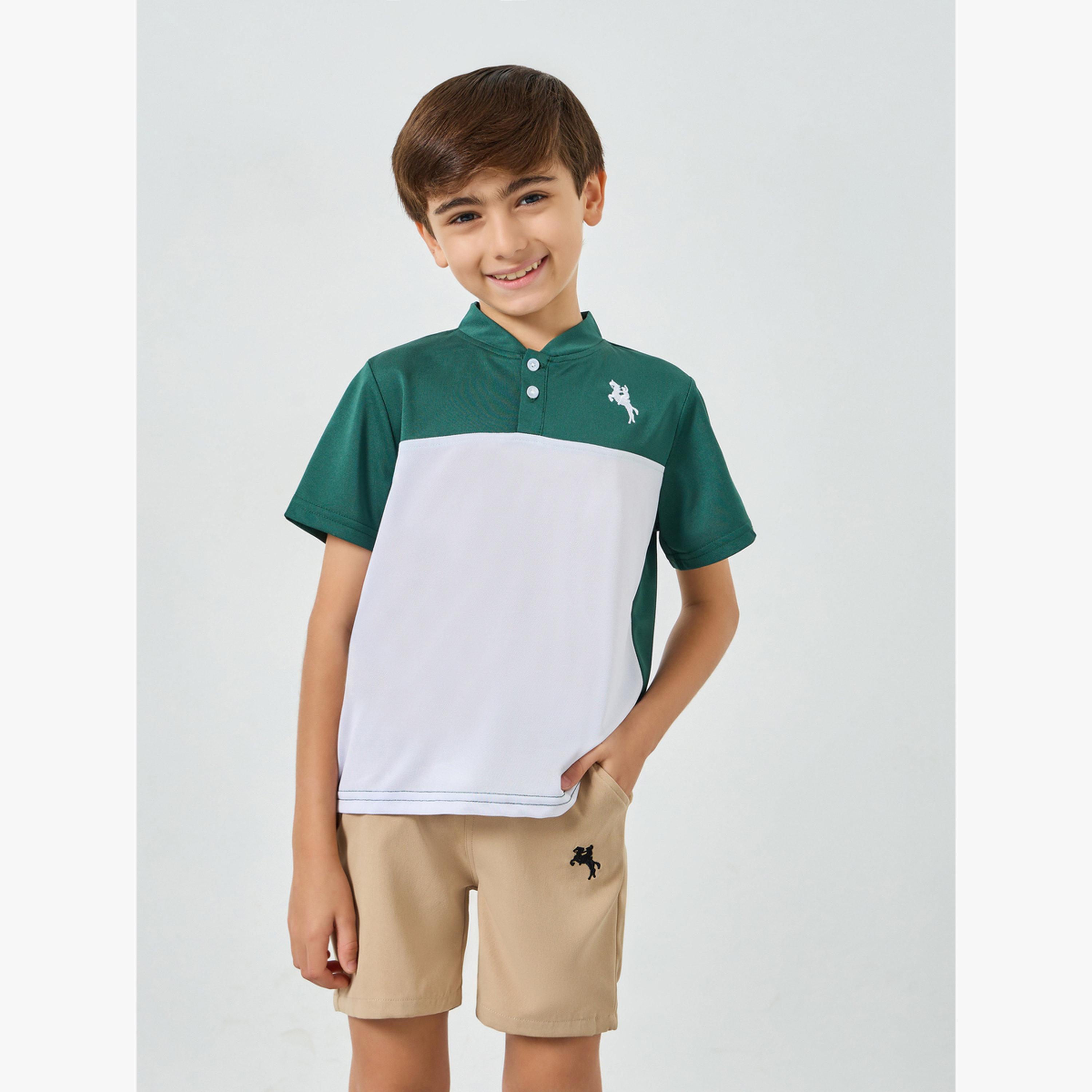 مجموعة من شورت وتيشيرت بولو بنمط كتل الألوان-boys-clothing-setsandcoords-image-1
