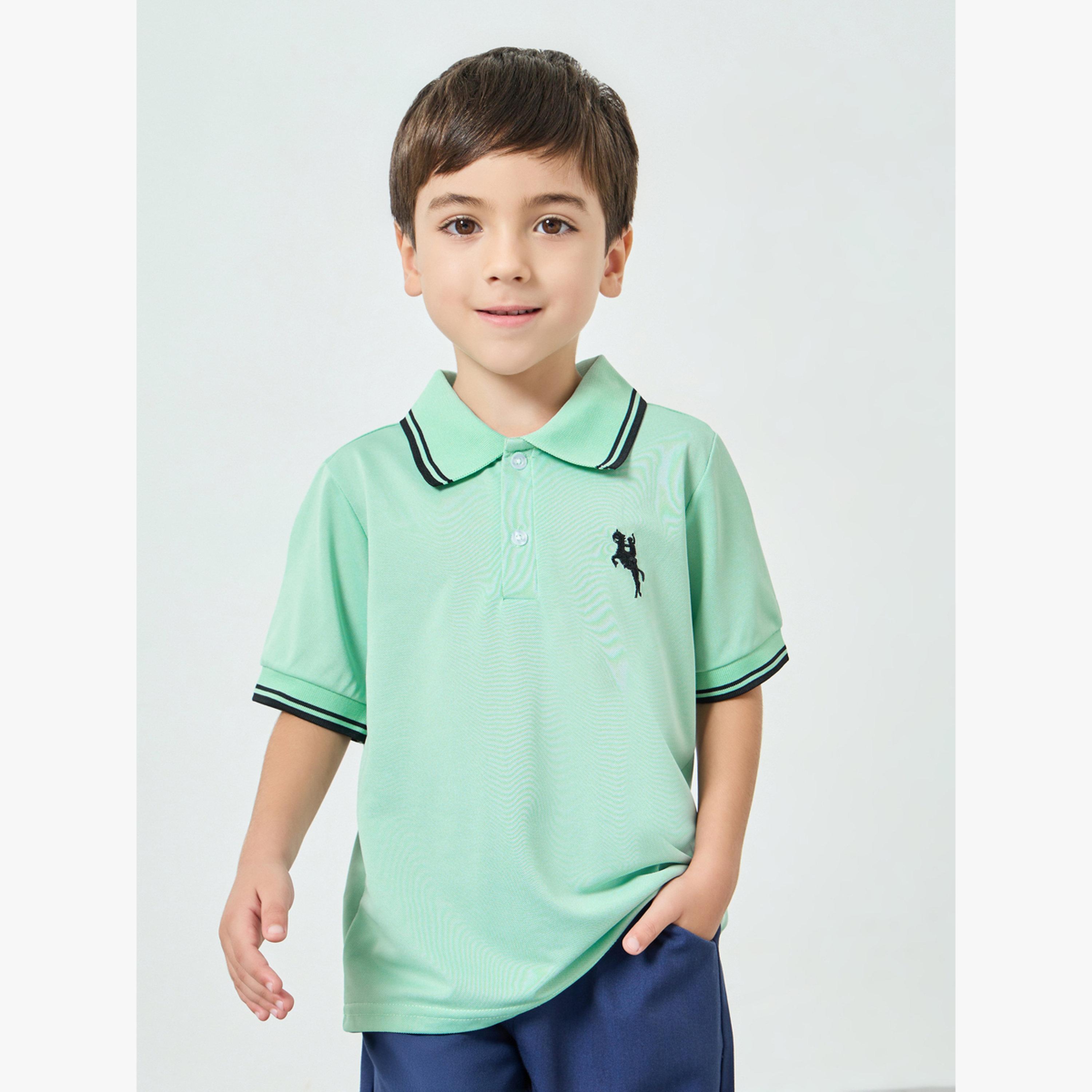 Styli Boys Green Embroidered Polo T-Shirt-boys-clothing-tshirtsandpolos-image-1