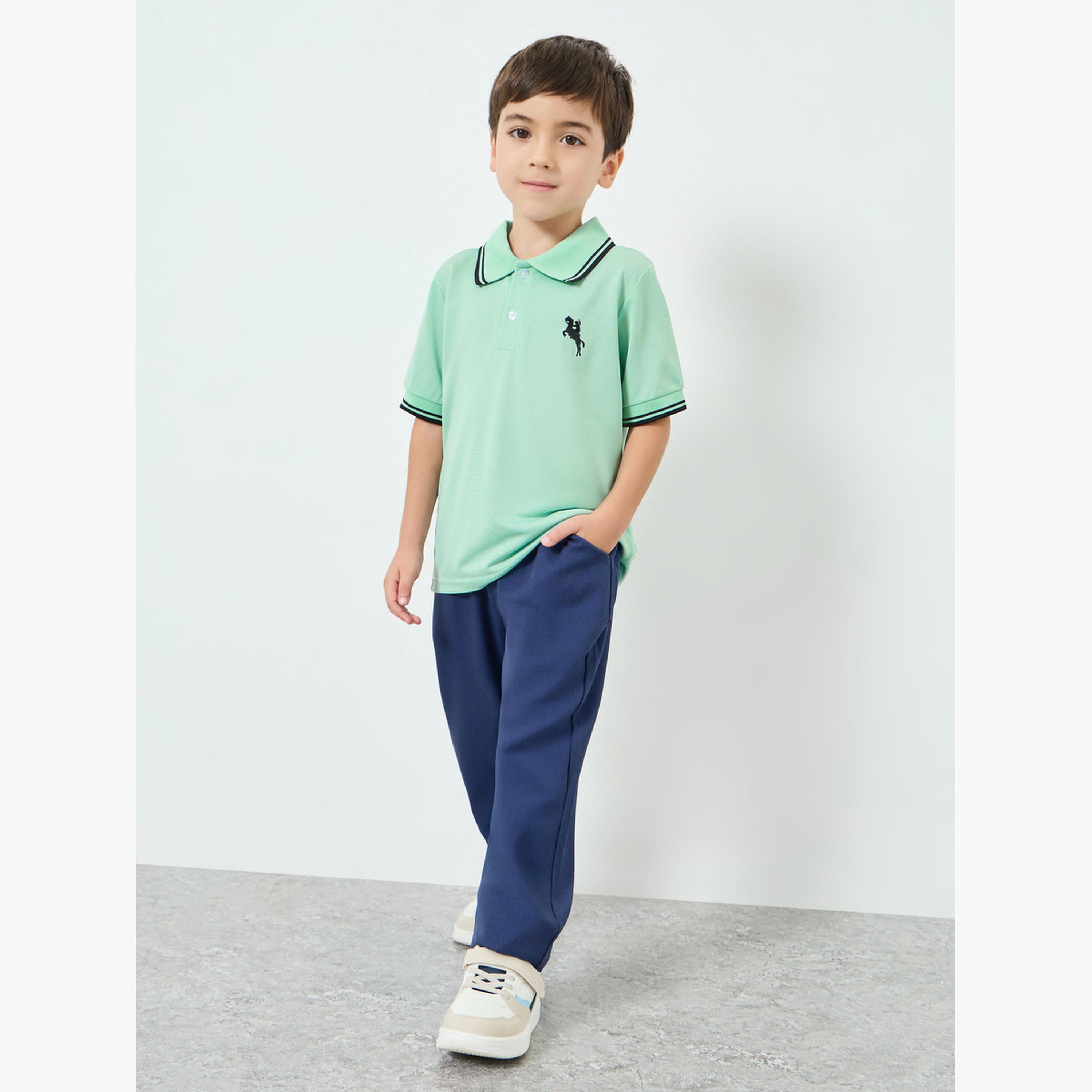 Styli Boys Green Embroidered Polo T-Shirt-boys-clothing-tshirtsandpolos-image-2