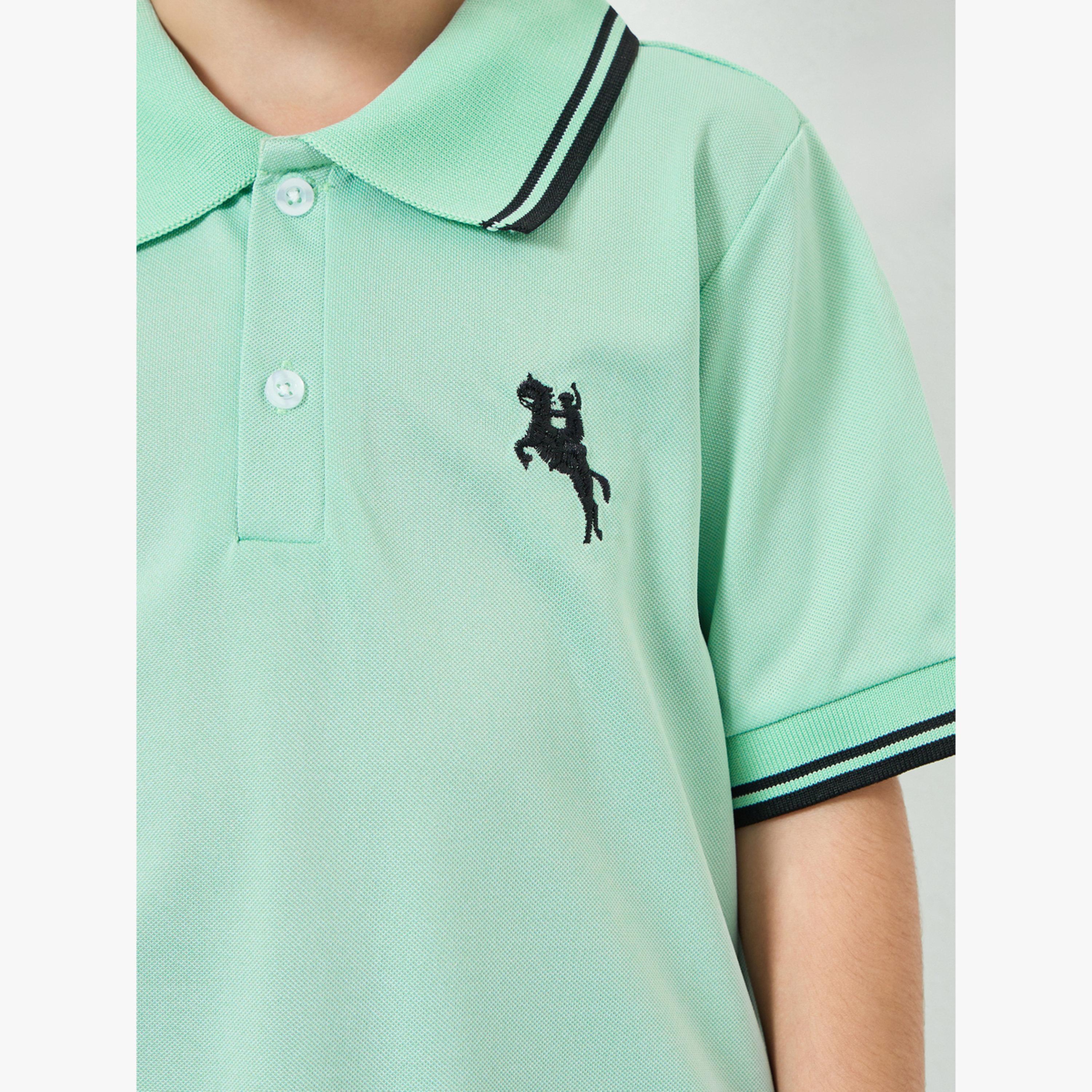 Styli Boys Green Embroidered Polo T-Shirt-boys-clothing-tshirtsandpolos-image-4