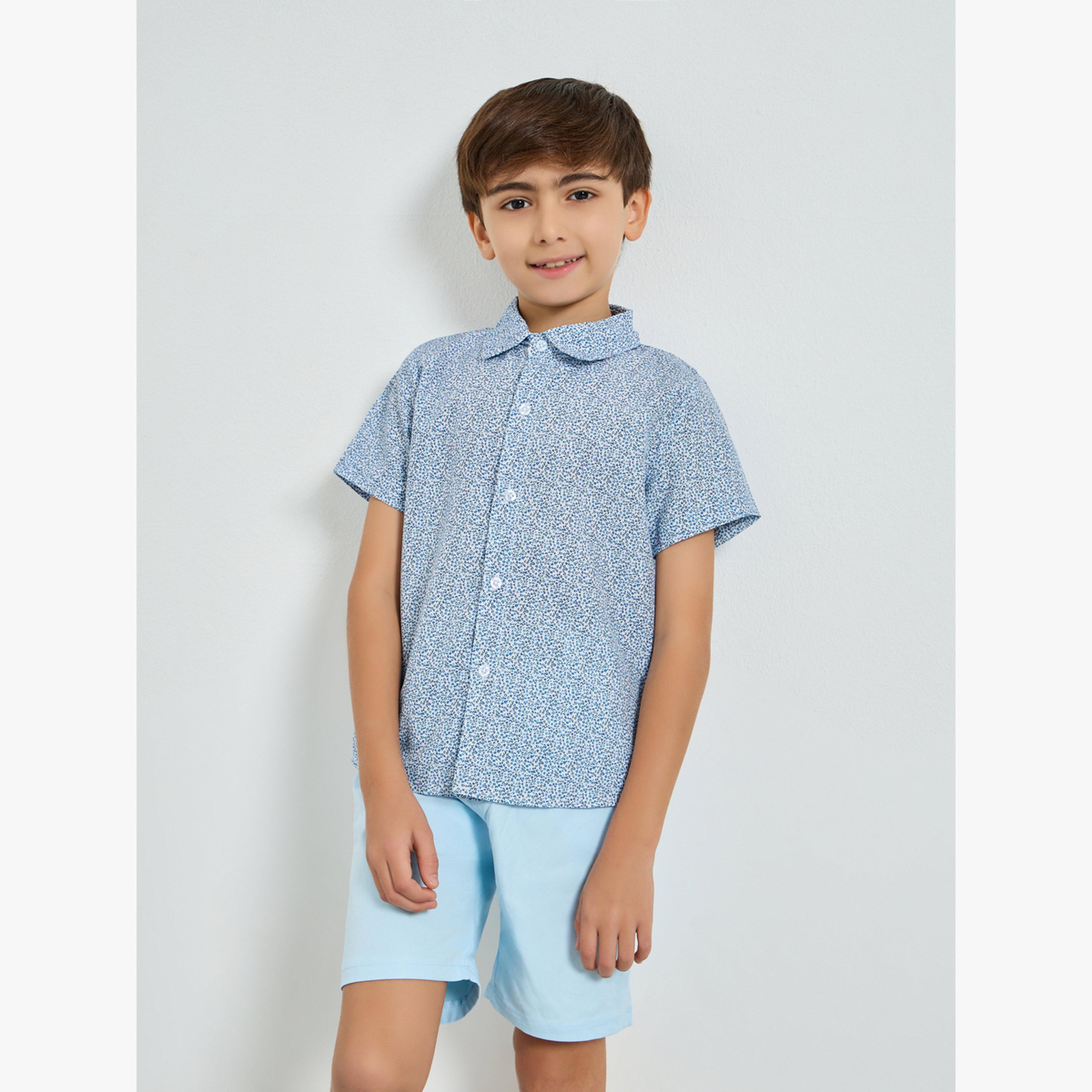 Styli Boys Printed Shirt and Shorts Suspender Set-boys-clothing-setsandcoords-image-1
