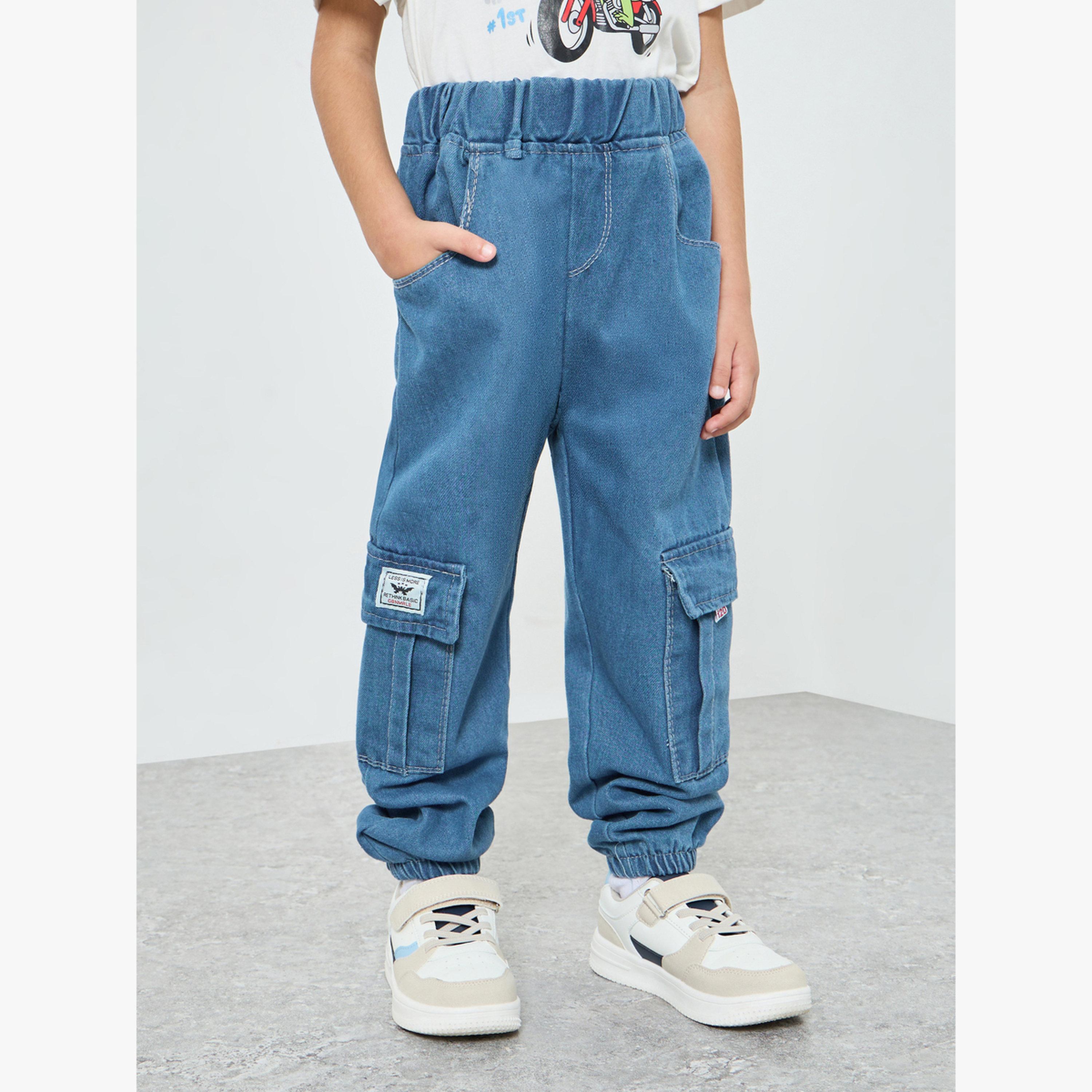 Styli Kids Medium Blue Cotton Jogger Jeans-boys-clothing-bottoms-joggersandtrackpants-image-1
