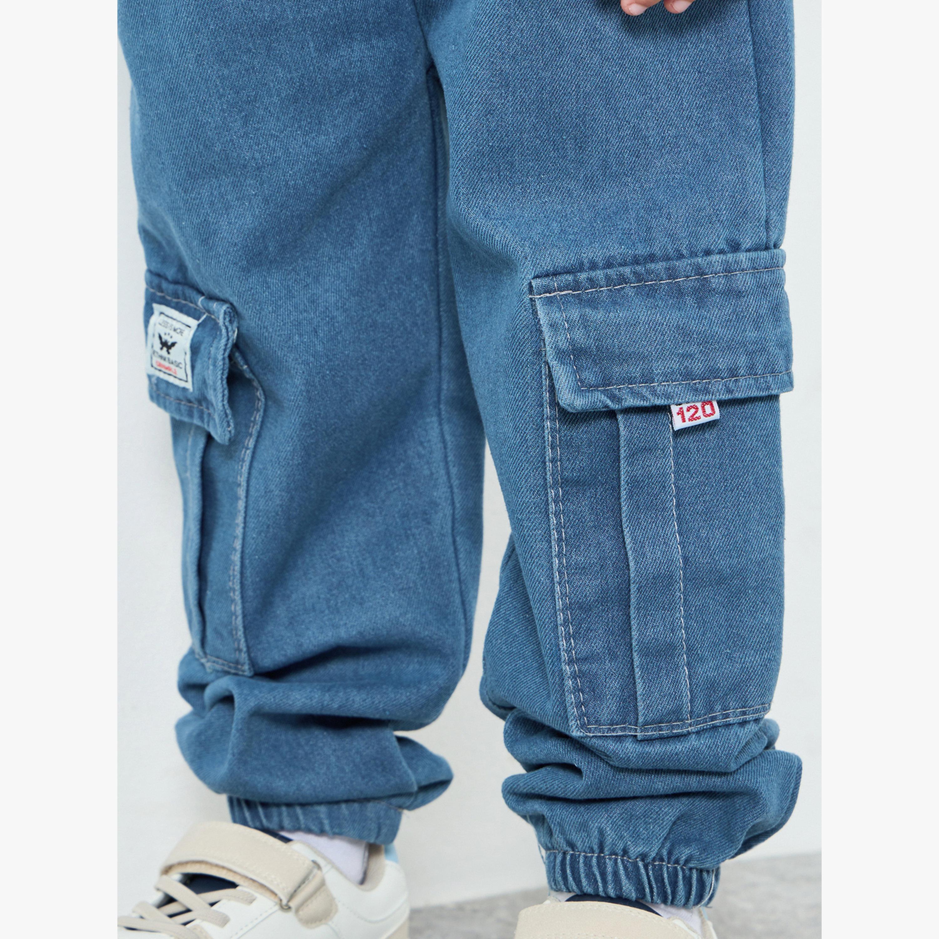 Styli Kids Medium Blue Cotton Jogger Jeans-boys-clothing-bottoms-joggersandtrackpants-image-3