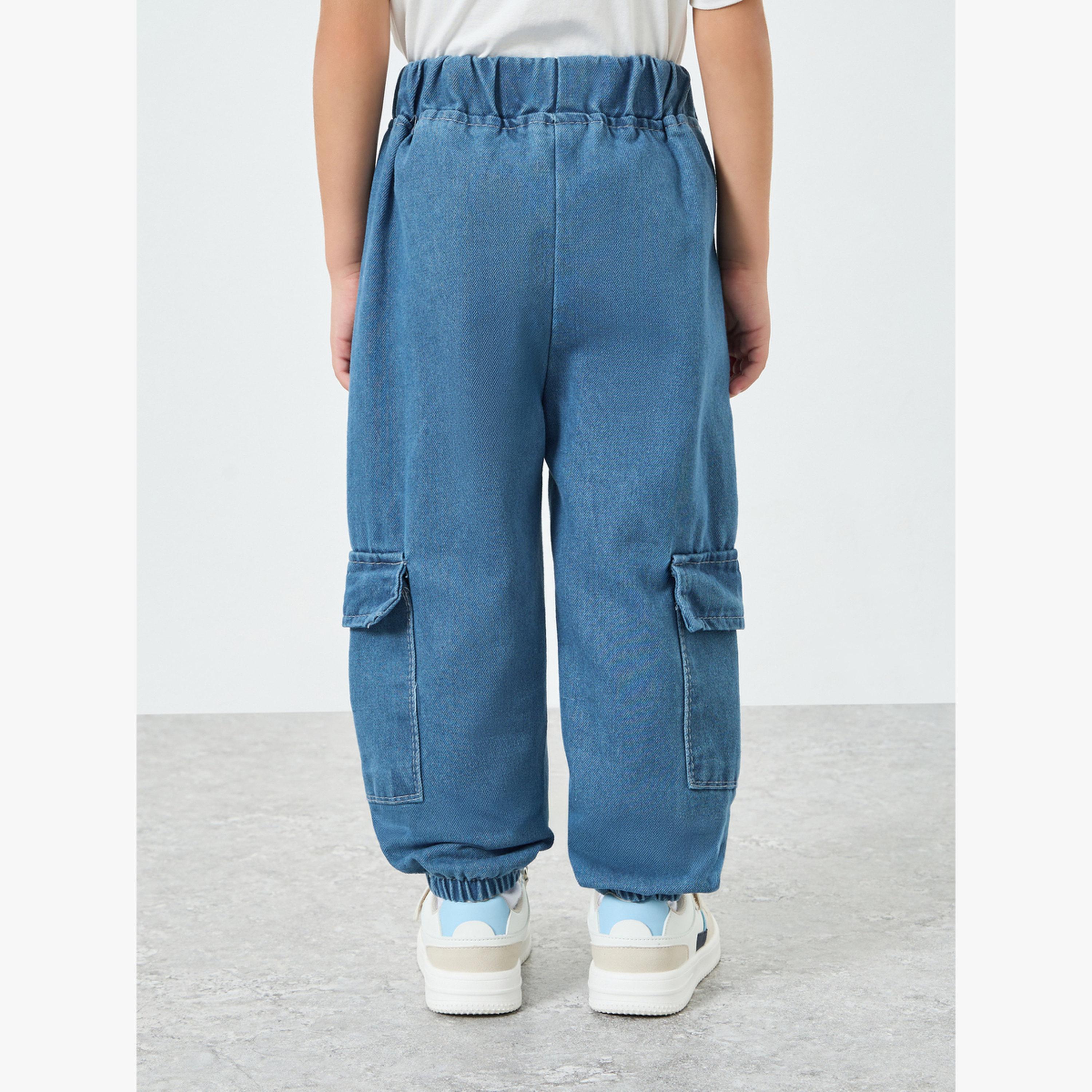 Styli Kids Medium Blue Cotton Jogger Jeans-boys-clothing-bottoms-joggersandtrackpants-image-4