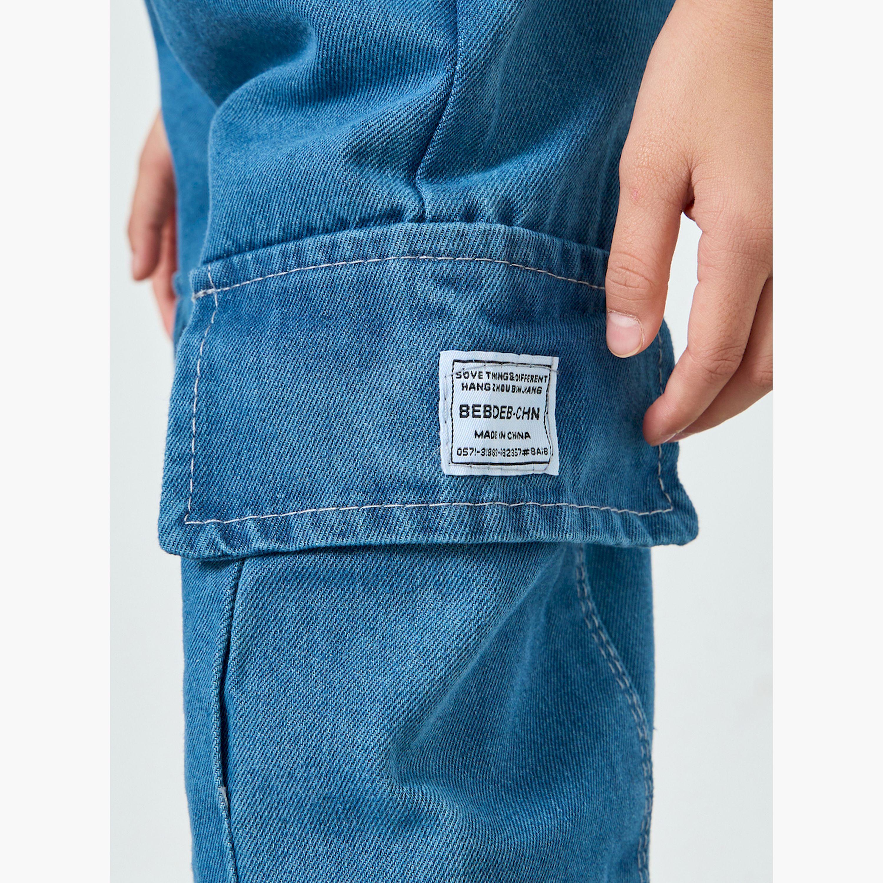 Styli Girls Regular Fit Jeans with Cargo Pockets-baby-girls-clothing-bottoms-jeans-image-3