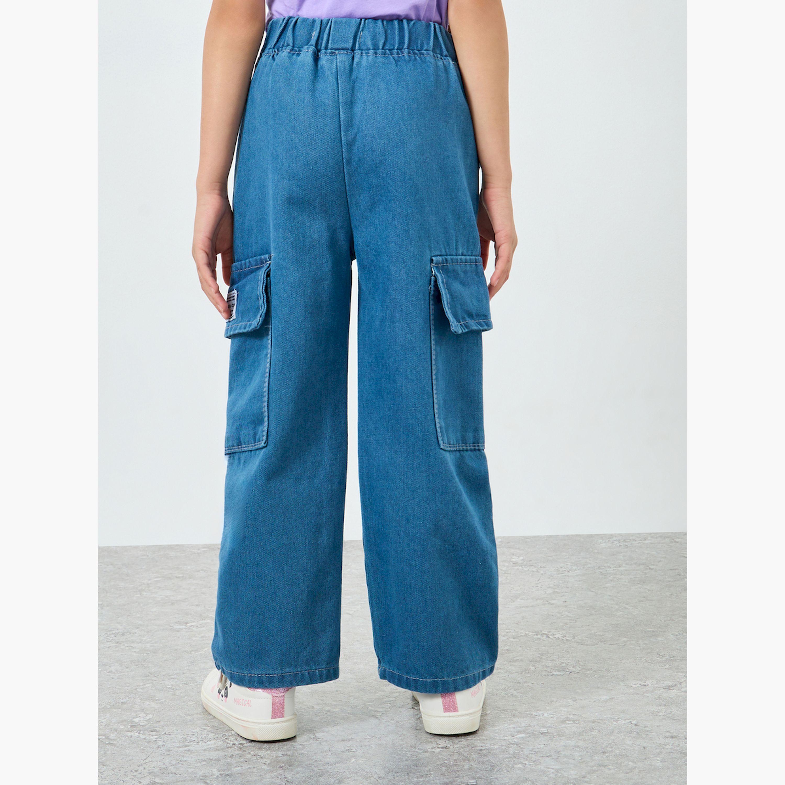 جينز بقصة عادية وجيوب كارجو-baby-girls-clothing-bottoms-jeans-image-5