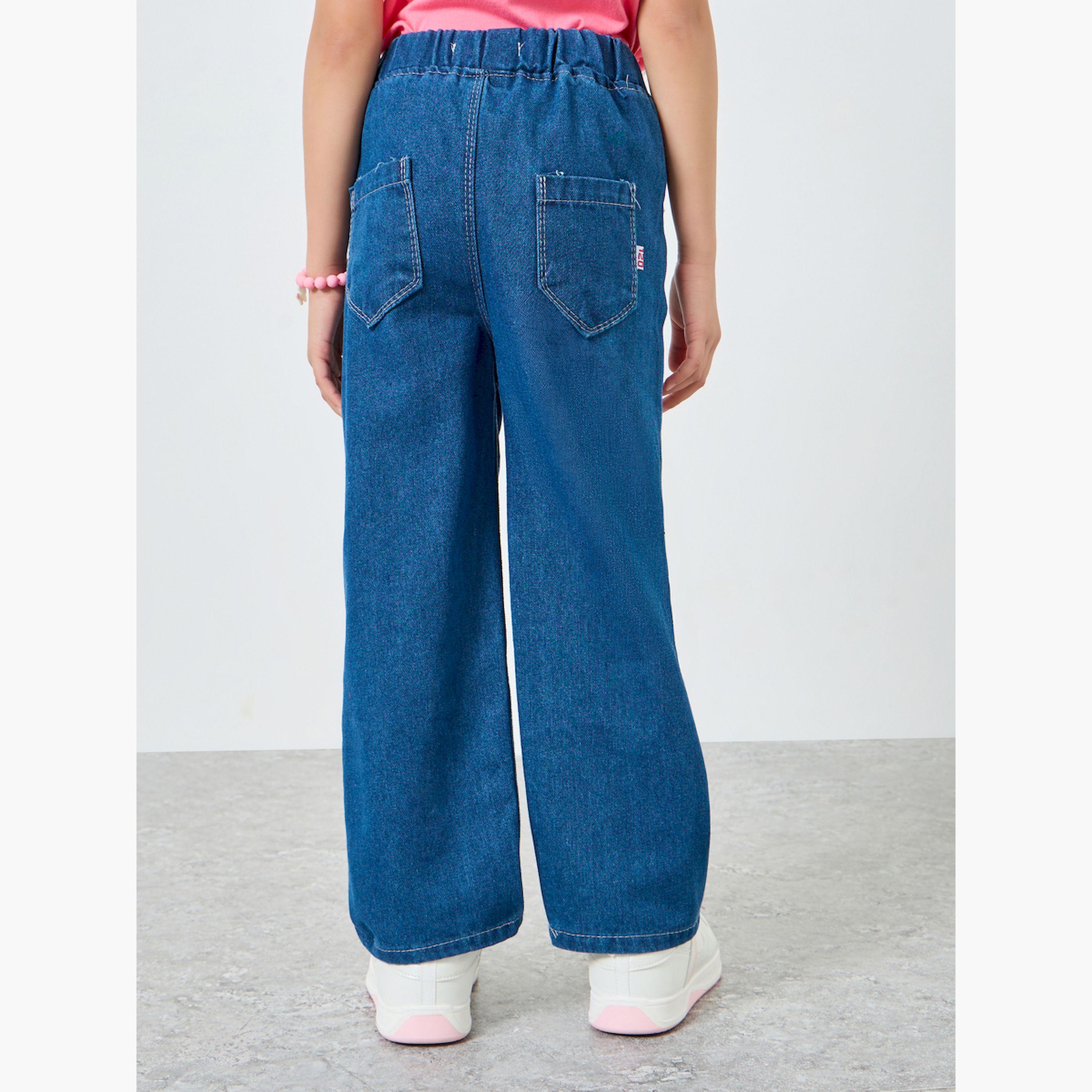 جينز مزين بأشكال نجوم مُرقعة-baby-girls-clothing-bottoms-jeans-image-4