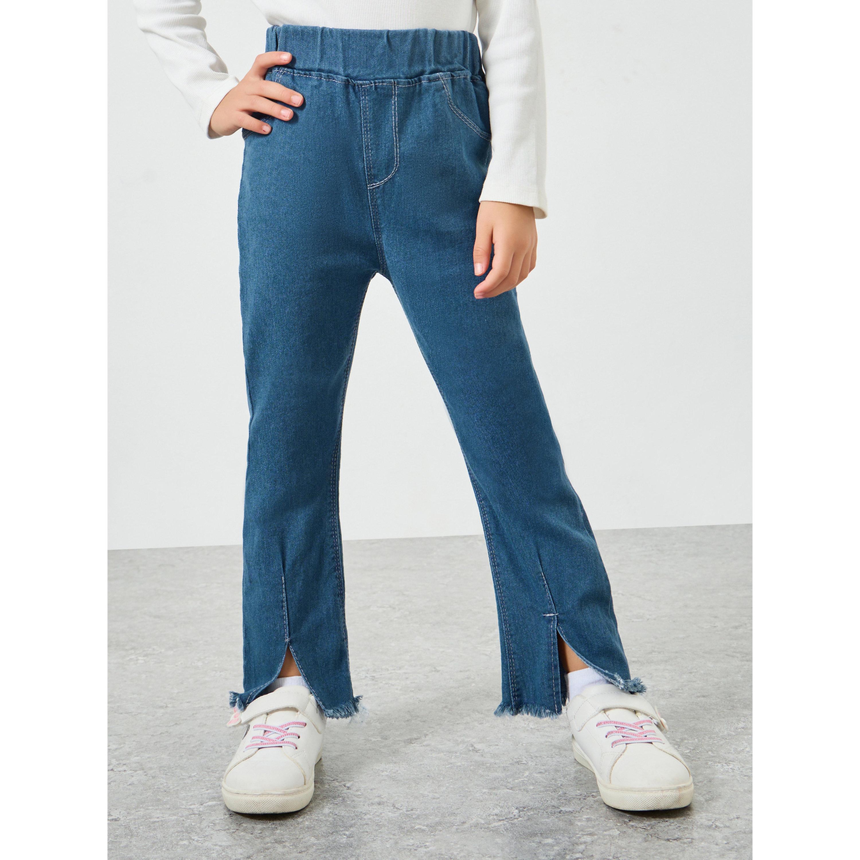 ستايلي - بنطلون سهل الارتداء للبنات الصغيرات بفتحة أمامية-girls-clothing-bottoms-jeansandjeggings-image-1