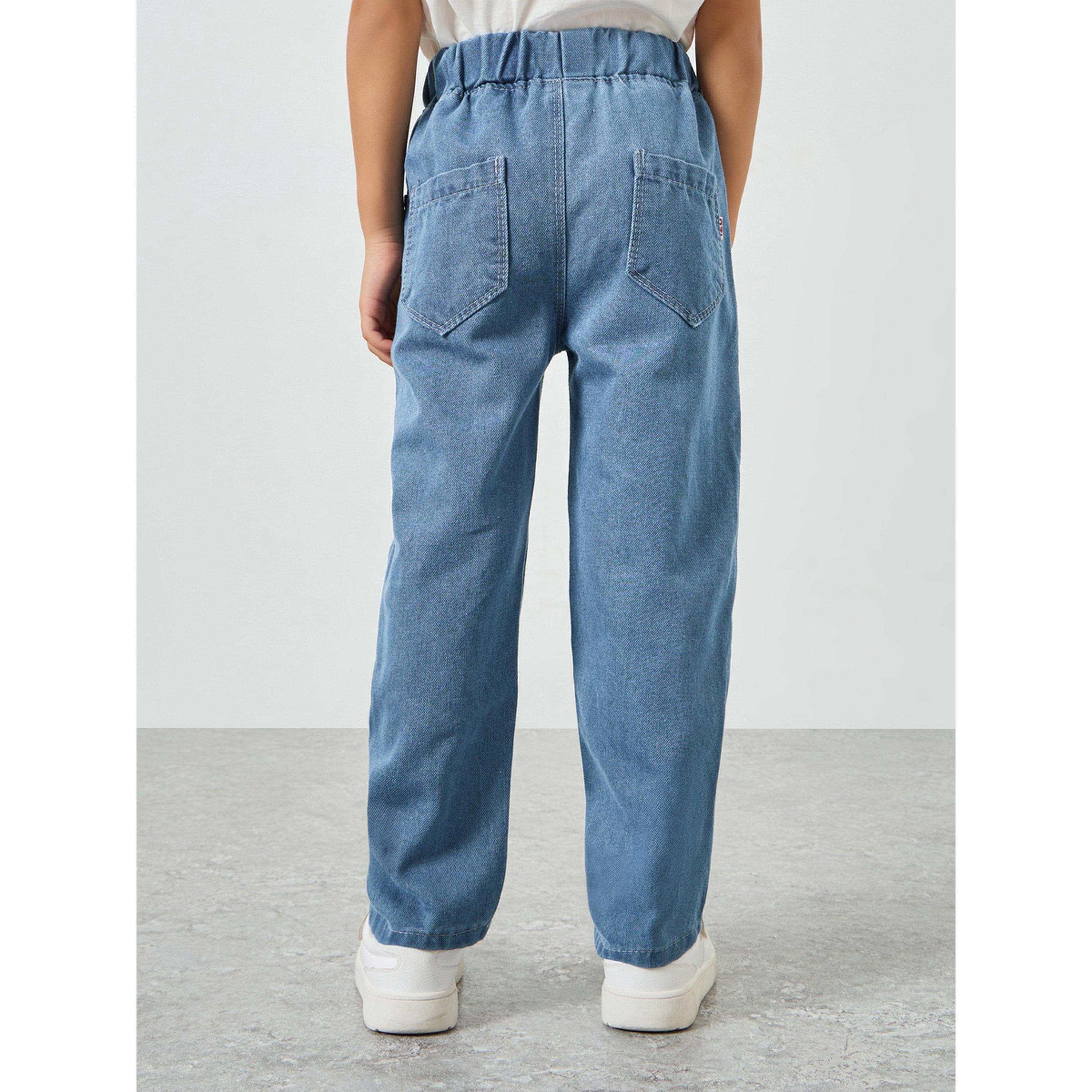 ستايلي - بنطلون جينز سهل الارتداء للبنات الصغيرات بنقشة زهرة الأقحوان-girls-clothing-bottoms-jeansandjeggings-image-4