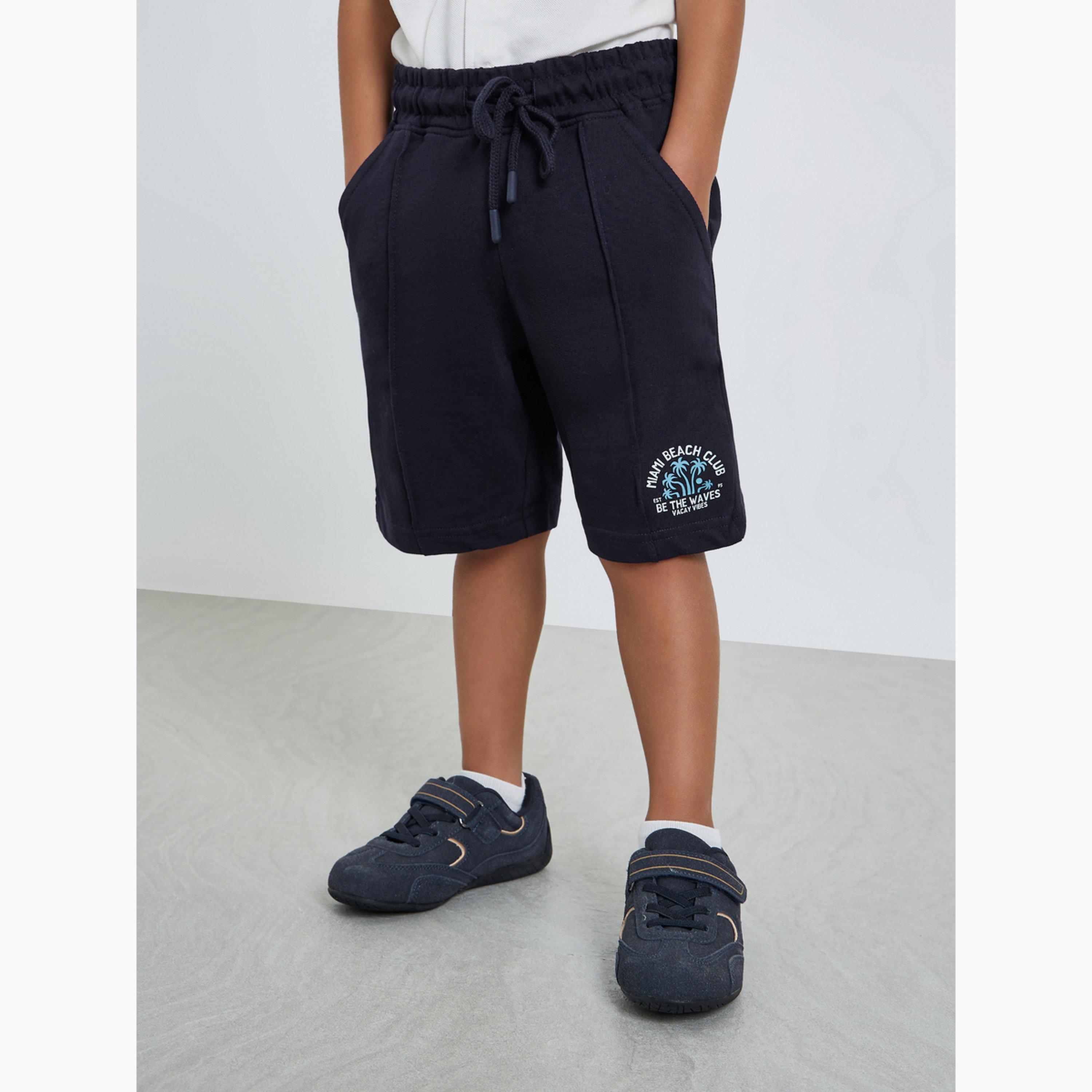 Styli Boys Placement Printed Shorts with Pintuck Detail-boys-clothing-bottoms-shorts-image-1