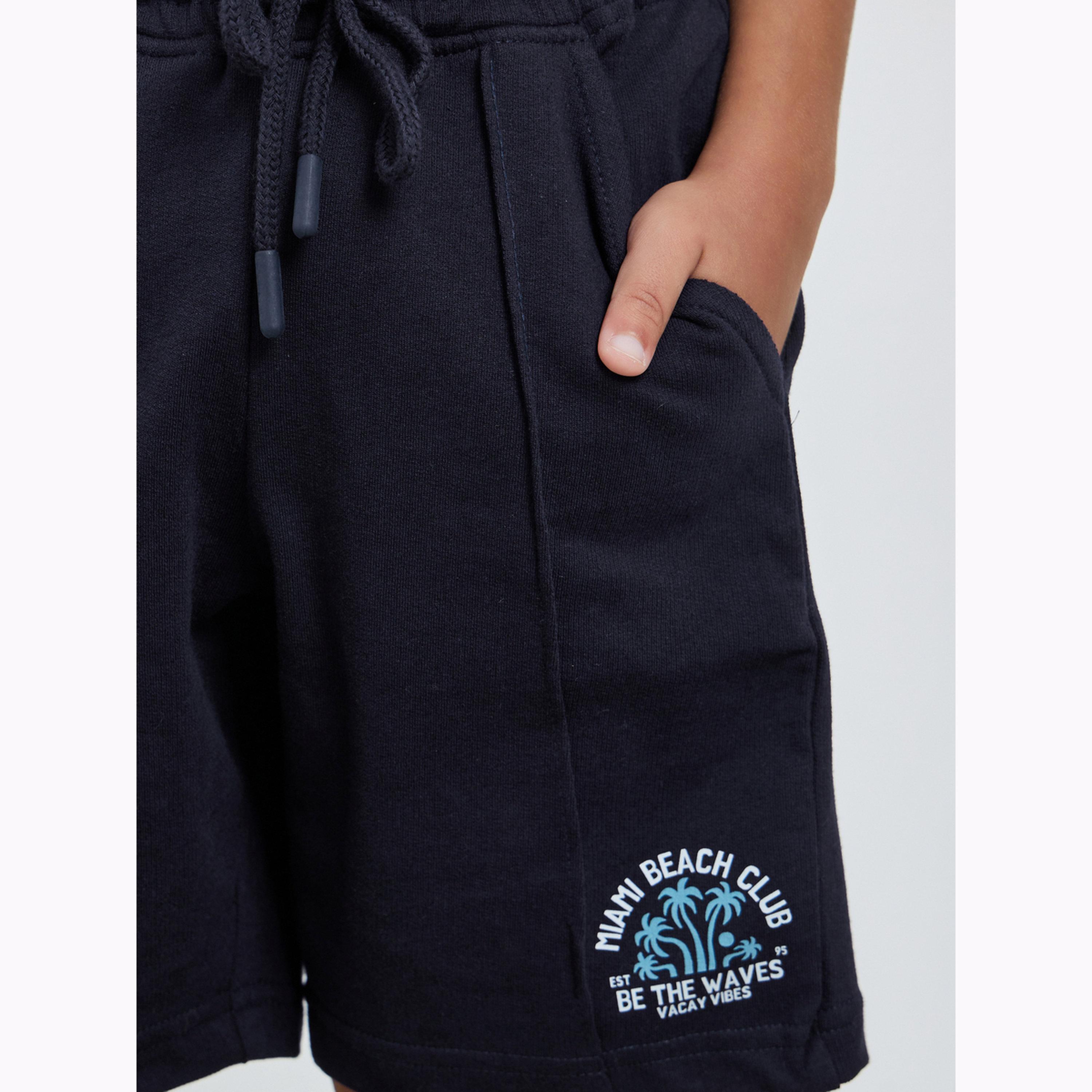 Styli Boys Placement Printed Shorts with Pintuck Detail-boys-clothing-bottoms-shorts-image-3