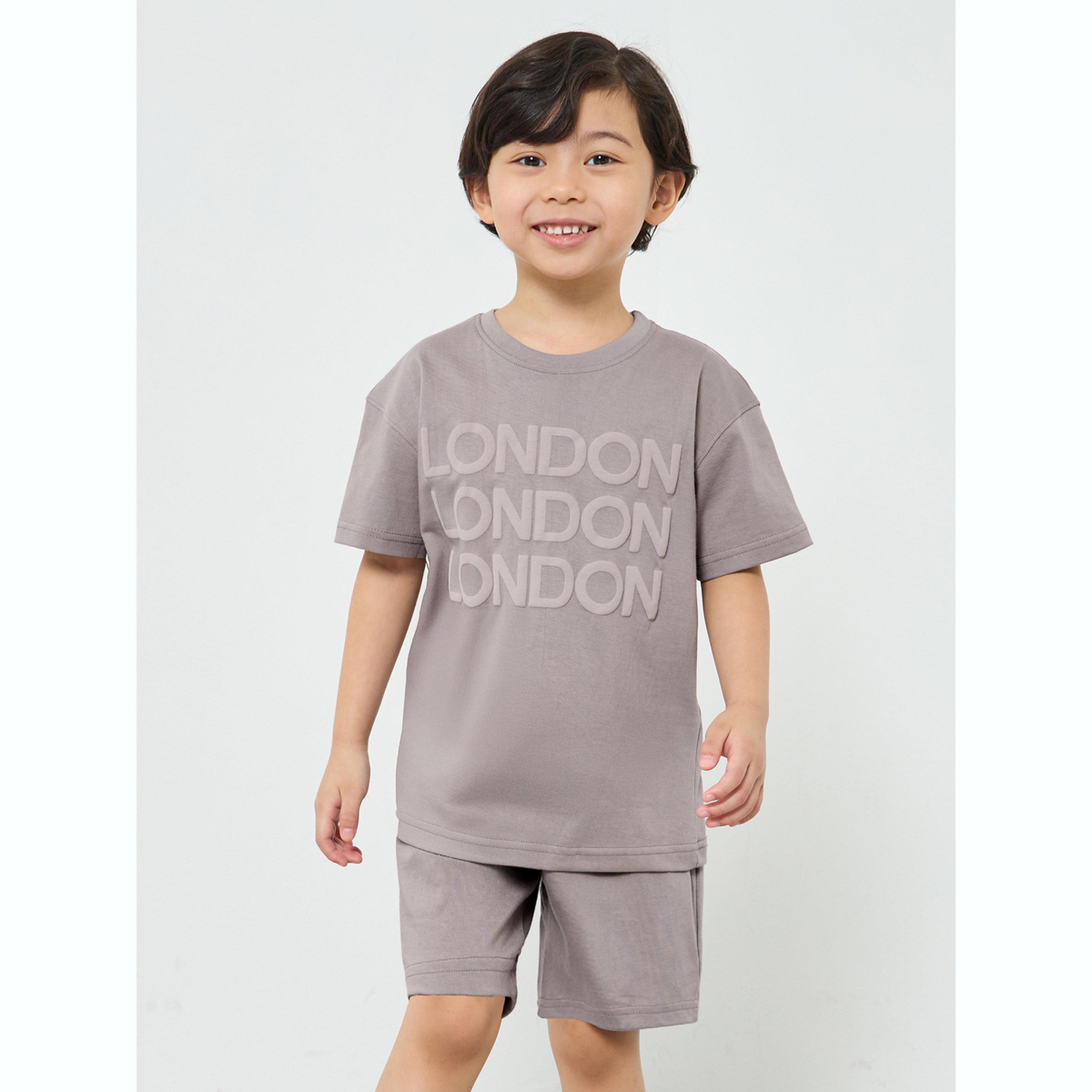 Styli Boys Embossed Print Oversized T-Shirt and Shorts Set-boys-clothing-setsandcoords-image-1